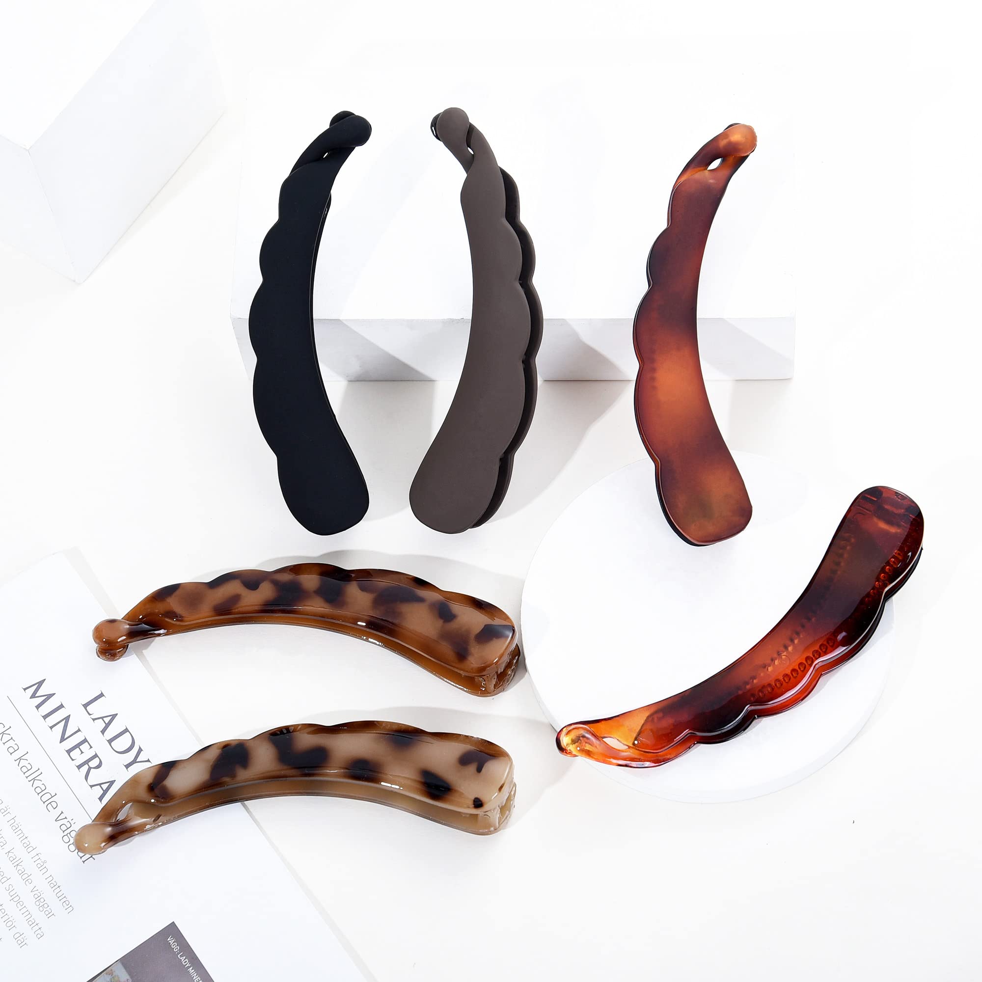 6 Pack Large Banana Hair Clips for Thick Hair - Non-Slip Ponytail Holder Hair Accessories for Women - Perfect for Workouts, Office & Everyday Styling