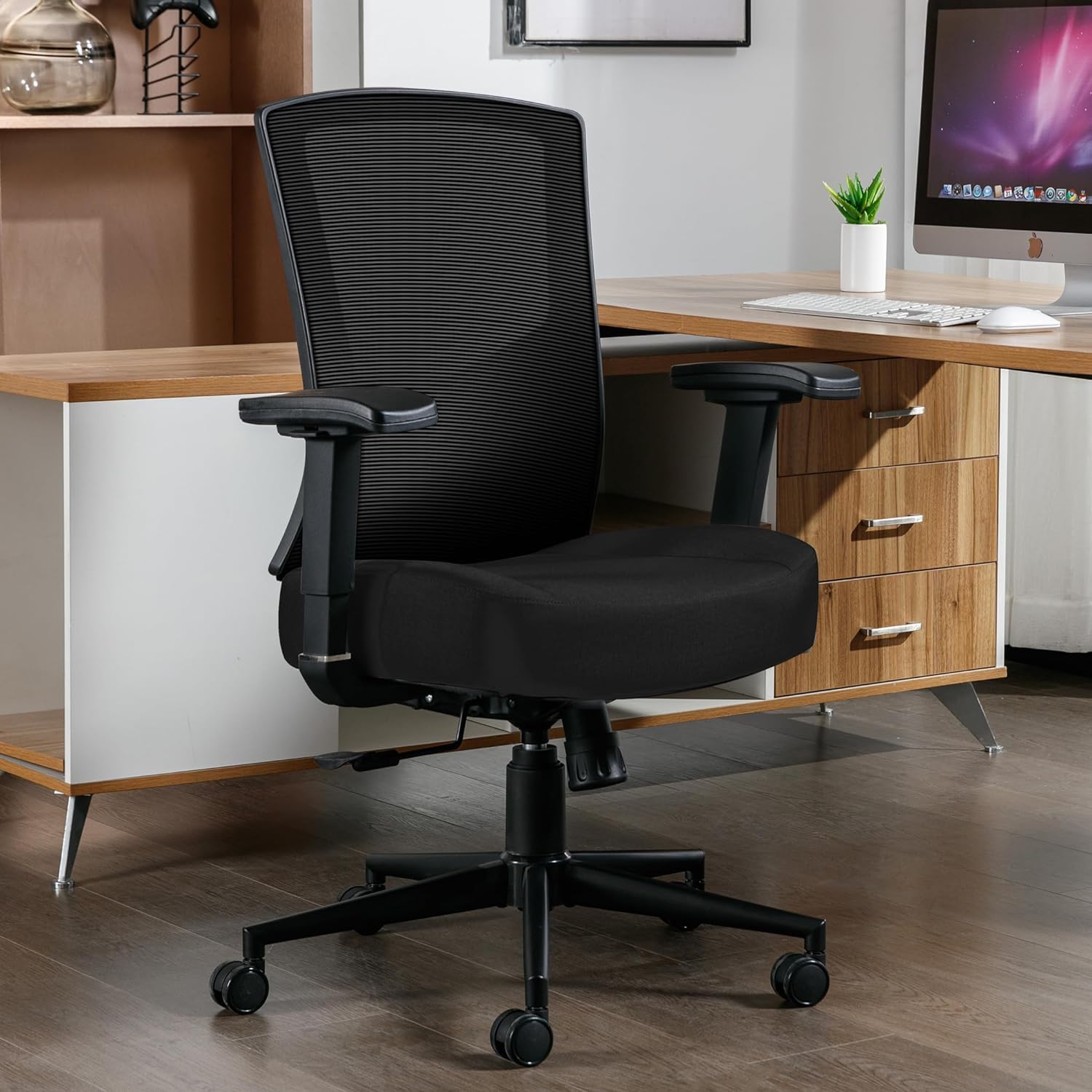 Blue Whale Big and Tall Office Chair 450lbs Capacity - Ergonomic High Back Mesh Computer Desk Chair for Heavy People with 2D Adjustable Lumbar Support & Heavy Duty Metal Base - Perfect for Home Office, Gaming, and Long Work Sessions