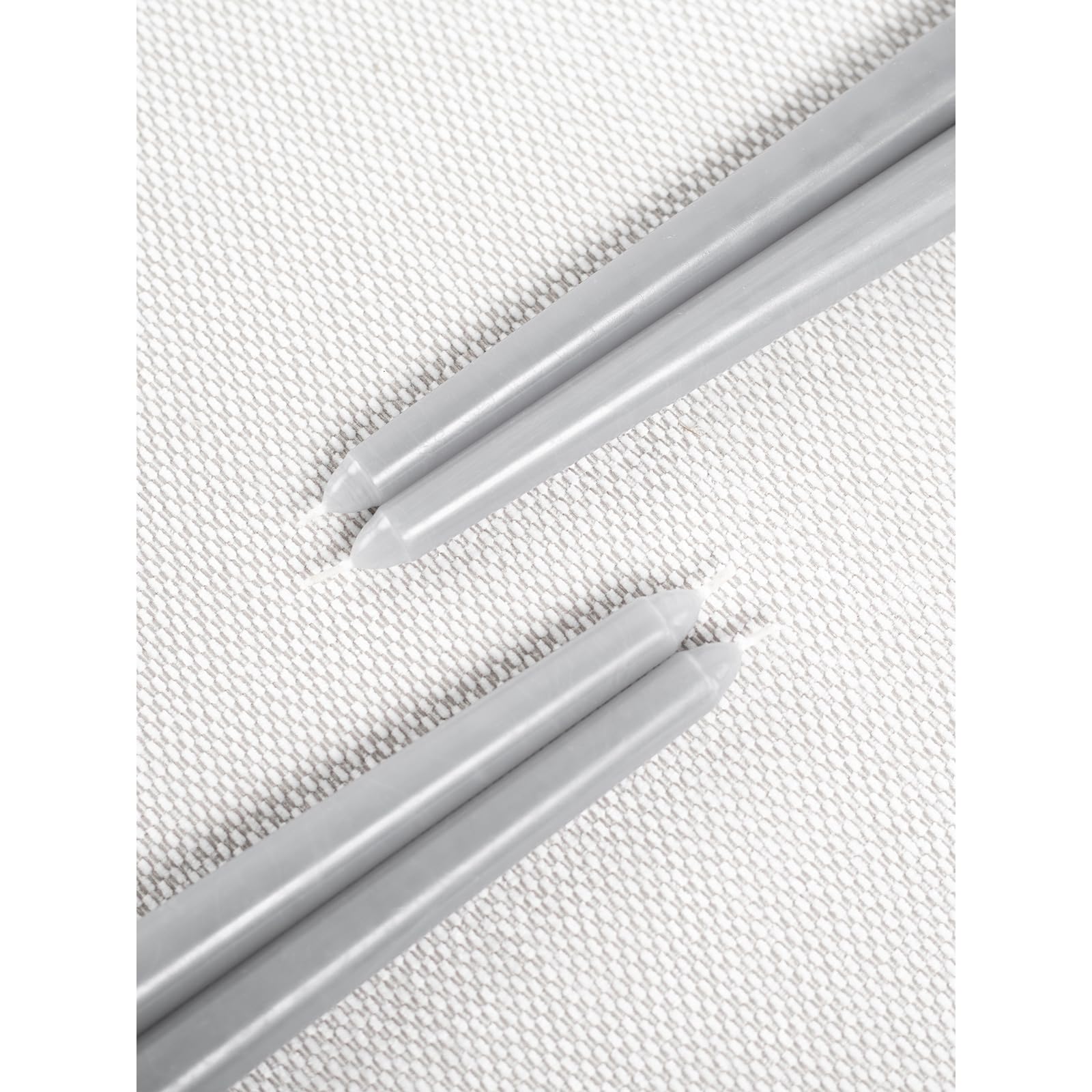 CANDWAX 12 Inch Unscented Taper Candles - Set of 12 Dripless Smokeless Slow Burning Candlesticks in Light Gray for Dining Table, Wedding Decor & Romantic Ambiance