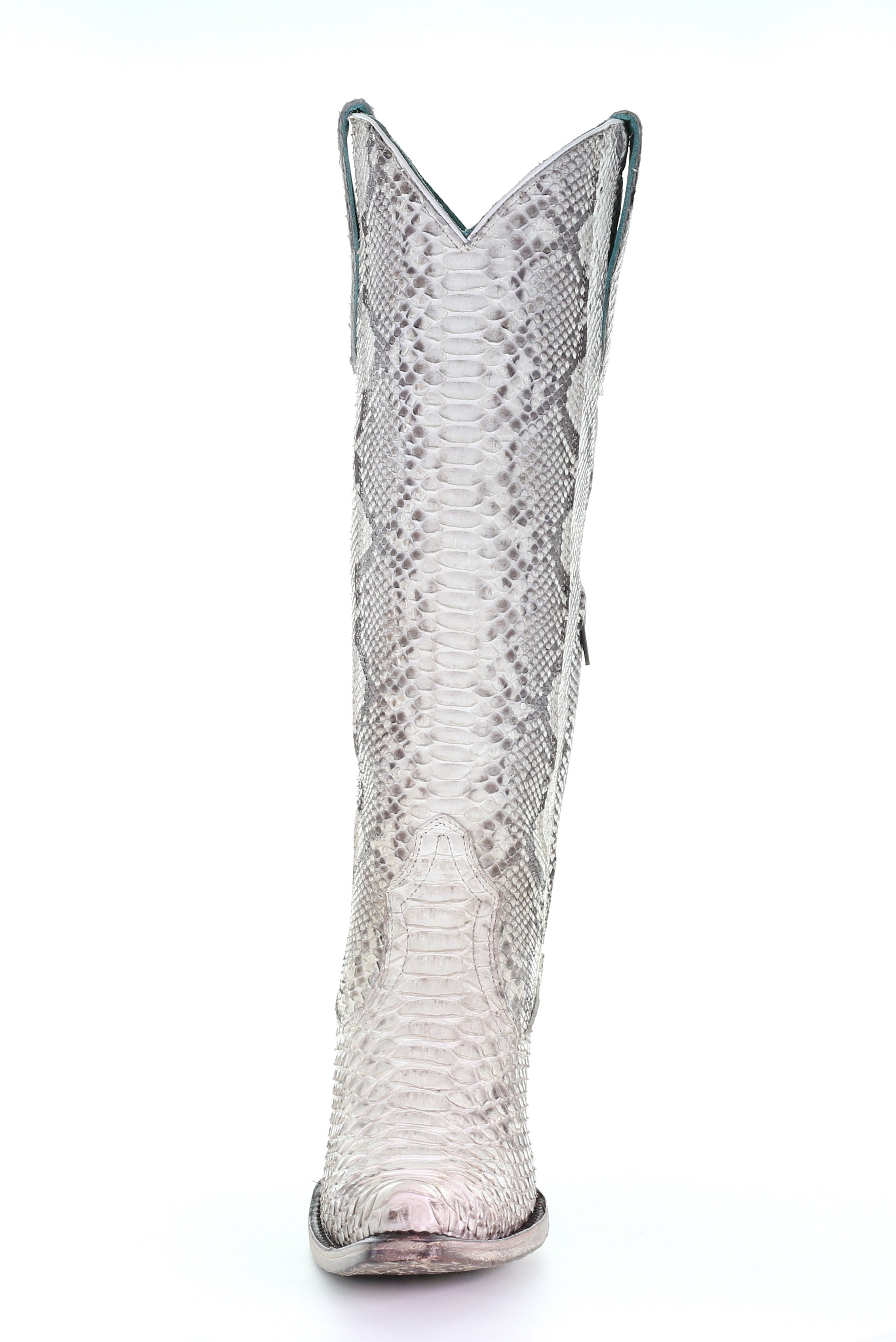 A3789 Women's White Western Cowgirl Knee High Boots with Python Embroidery - Perfect for Rodeo, Country Dancing & Cowgirl Fashion