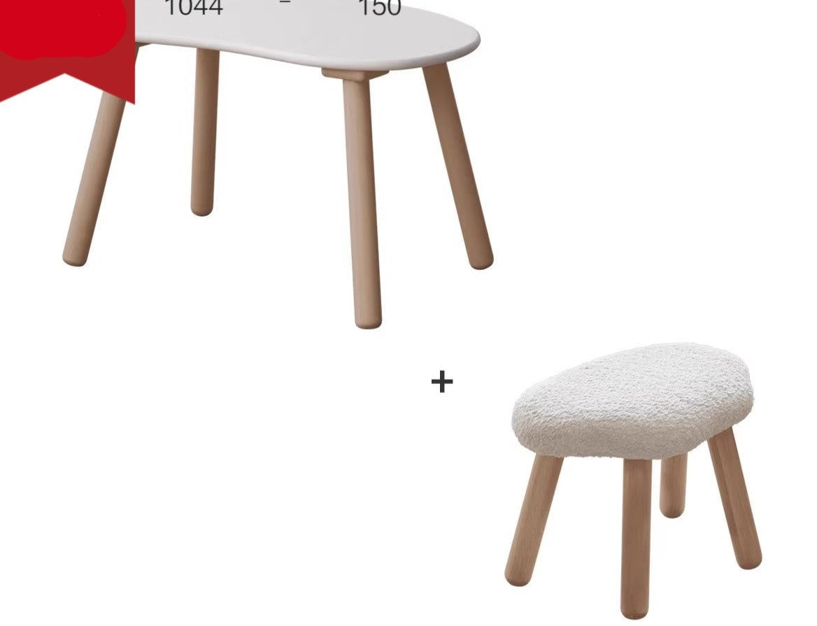 Handmade Birch Solid Wood Kids Study Desk - Ergonomic Peanut-Shaped Table for Children's Learning, Writing & Drawing - Perfect for Home, Classroom & Playroom