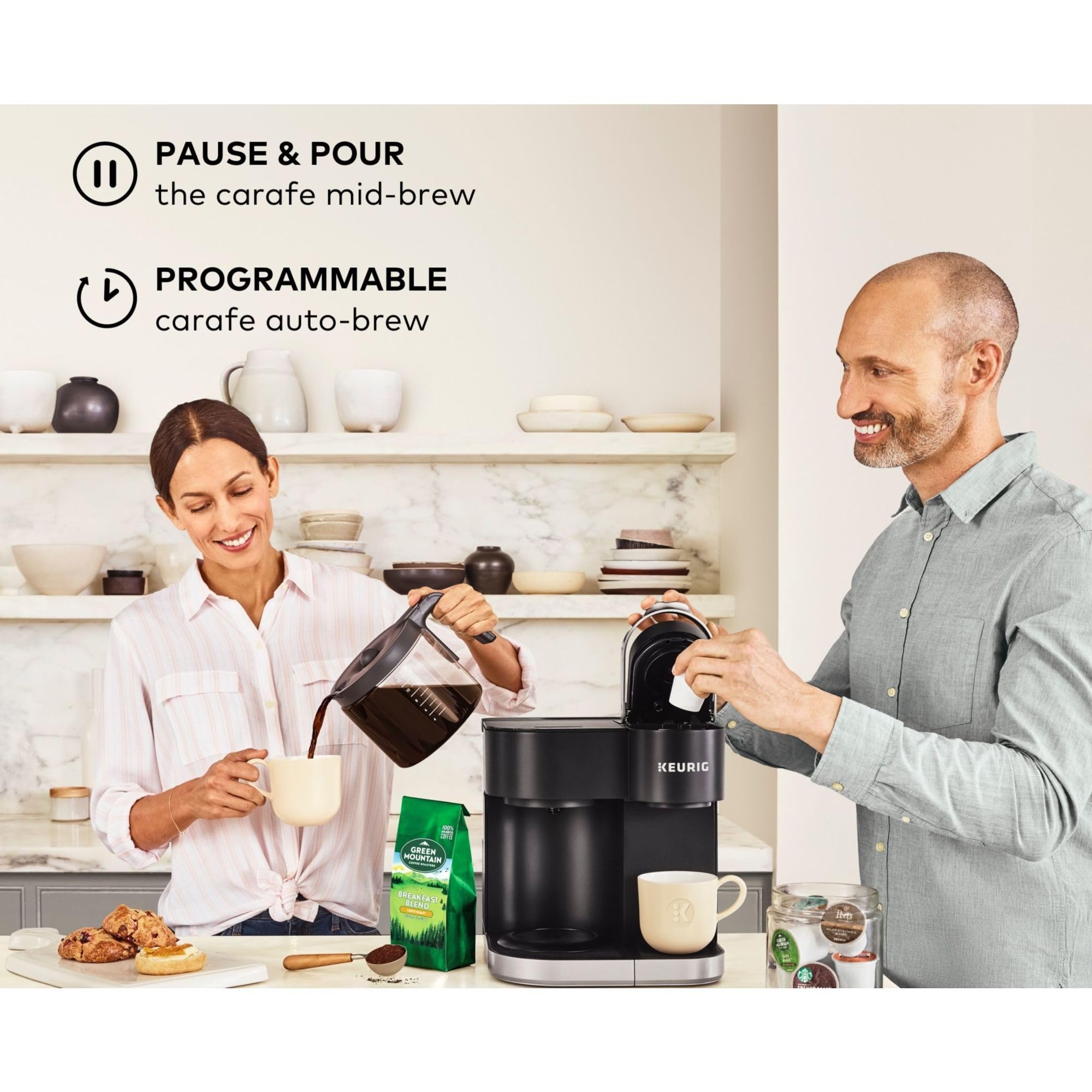 Keurig K-Duo Single Serve & Carafe Coffee Maker - 12oz K-Cup Pod & 60oz Programmable Carafe Brewer with Removable Water Reservoir - Perfect for Home, Office & Entertaining (Black, Gen 1)
