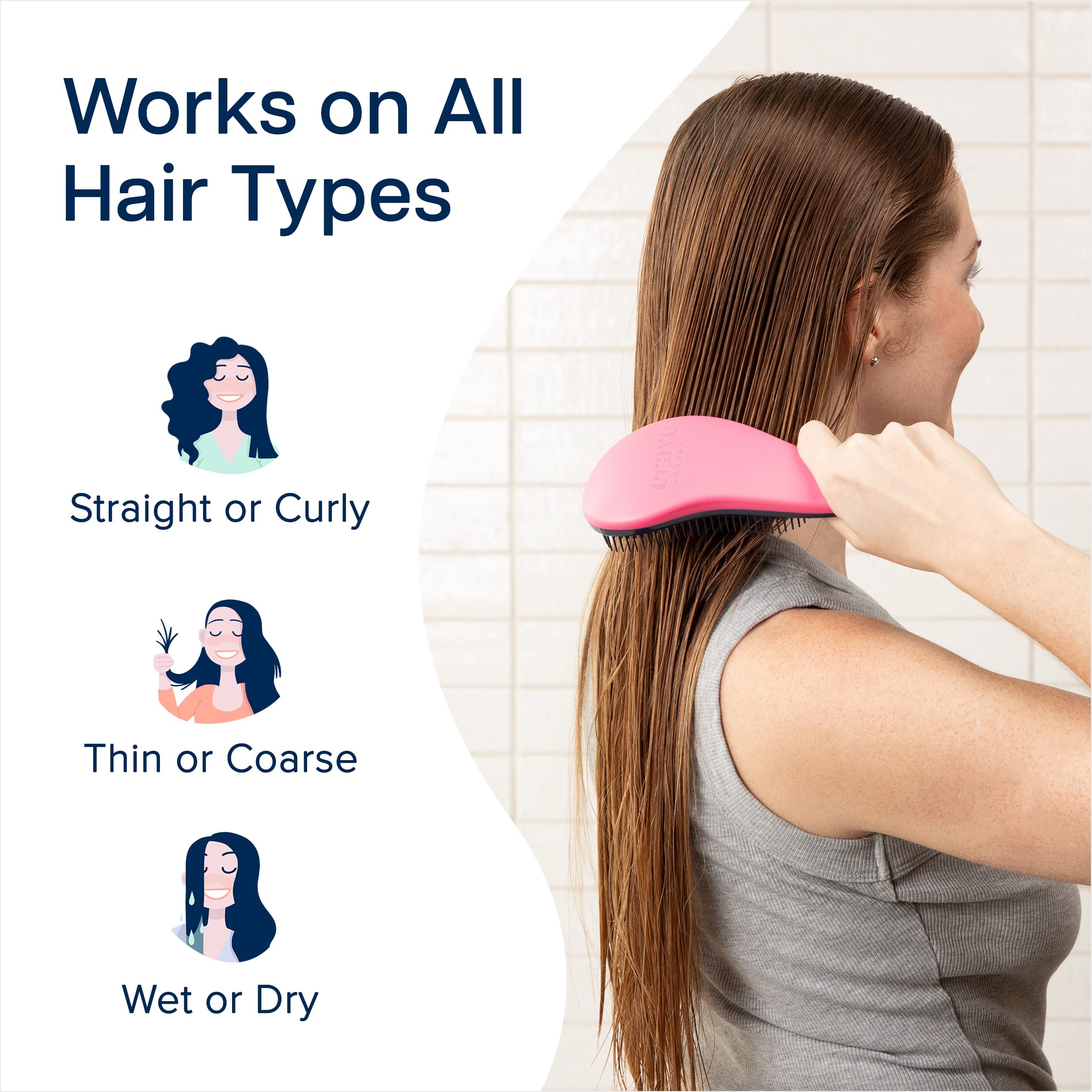 Raaya Soft Nylon Flat Hair Brush for Women & Men - Gentle Detangling Brush for Daily Use - Perfect for Wet/Dry Hair Styling at Home or Travel