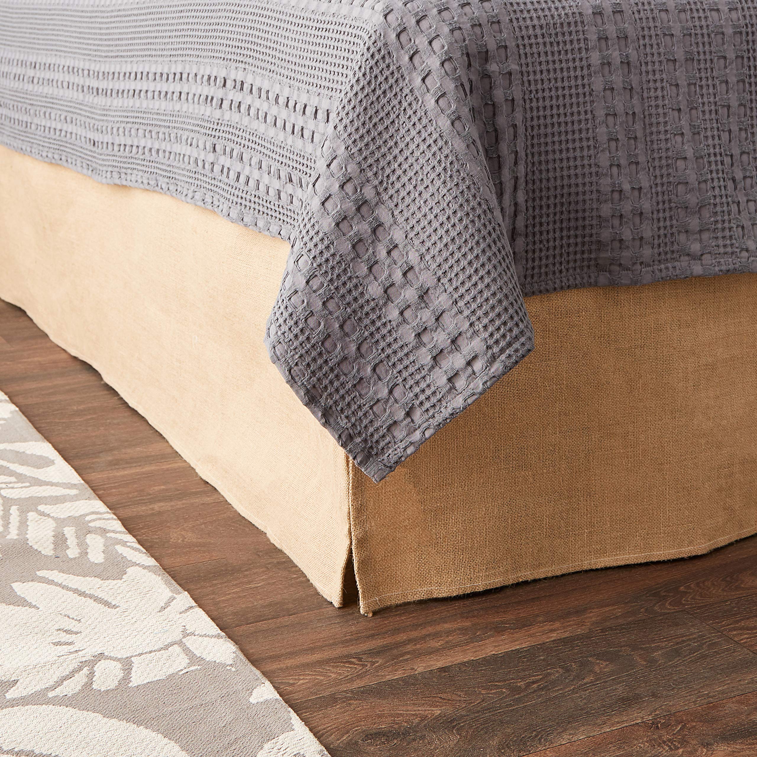 Greenland Home Natural Burlap Bed Skirt for Queen Size Beds - Rustic Farmhouse Style Bedding Accessory for Home Decor & Guest Room Styling