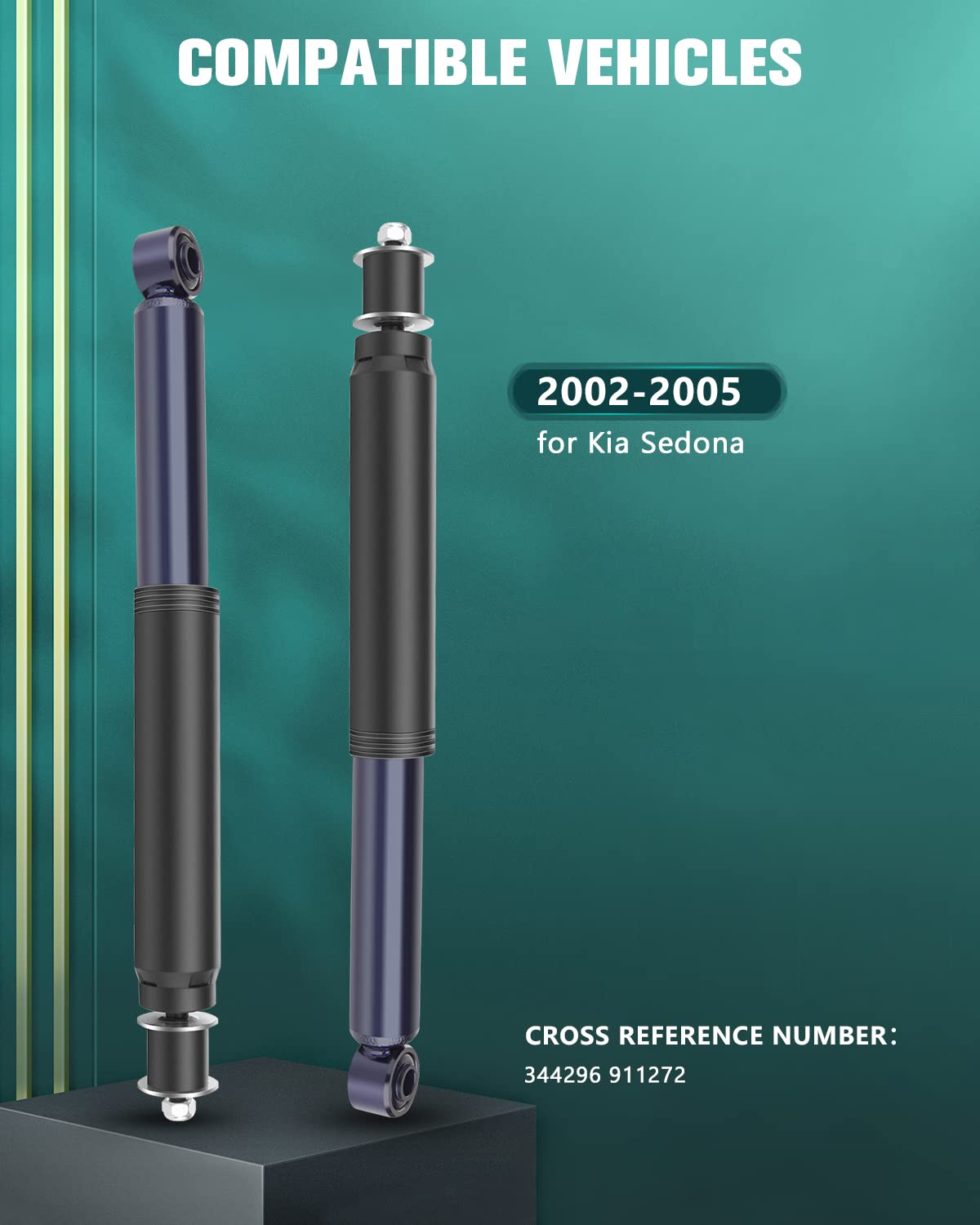 2x AUTOMUTO Rear Shock Absorbers for 2002-2005 Kia Sedona | Replacement Auto Struts 344296 | Smooth Ride & Enhanced Stability for Highway Driving & Heavy Loads