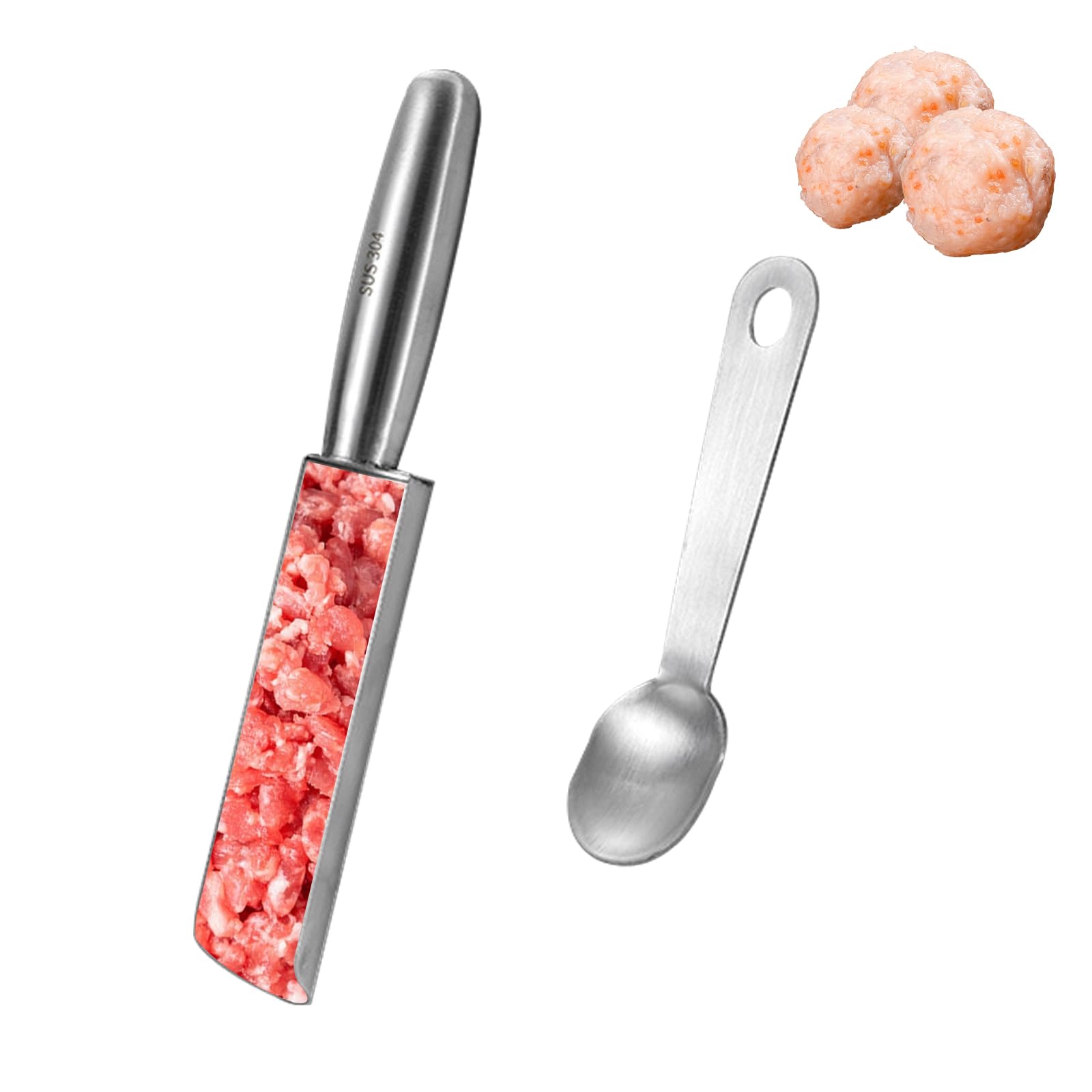 Yuqilin Manual Meatball Maker - Kitchen Tool for Homemade Meatballs, Croquettes, Sorbet & Cookies with Cutting Spatula (Single Tube) - Perfect for Italian Cooking, Meal Prep & Party Snacks