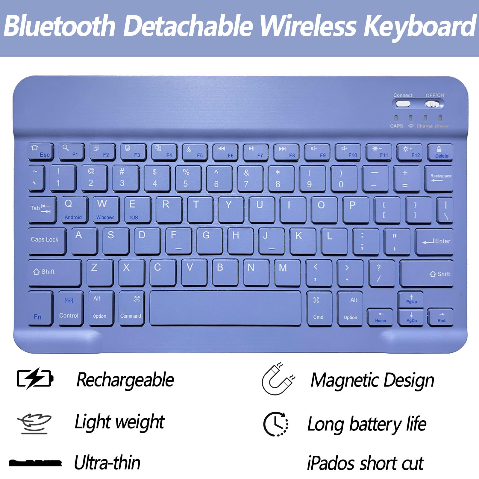 Premium Wireless Keyboard Case for iPad 11th & 10th Gen (2022/2025) - Detachable Bluetooth Keyboard with Smart Folio Cover & Apple Pencil Holder - Compatible with 11-inch A16 & 10.9-inch iPad Models (Purple) - Perfect for Work, Study & Travel Use
