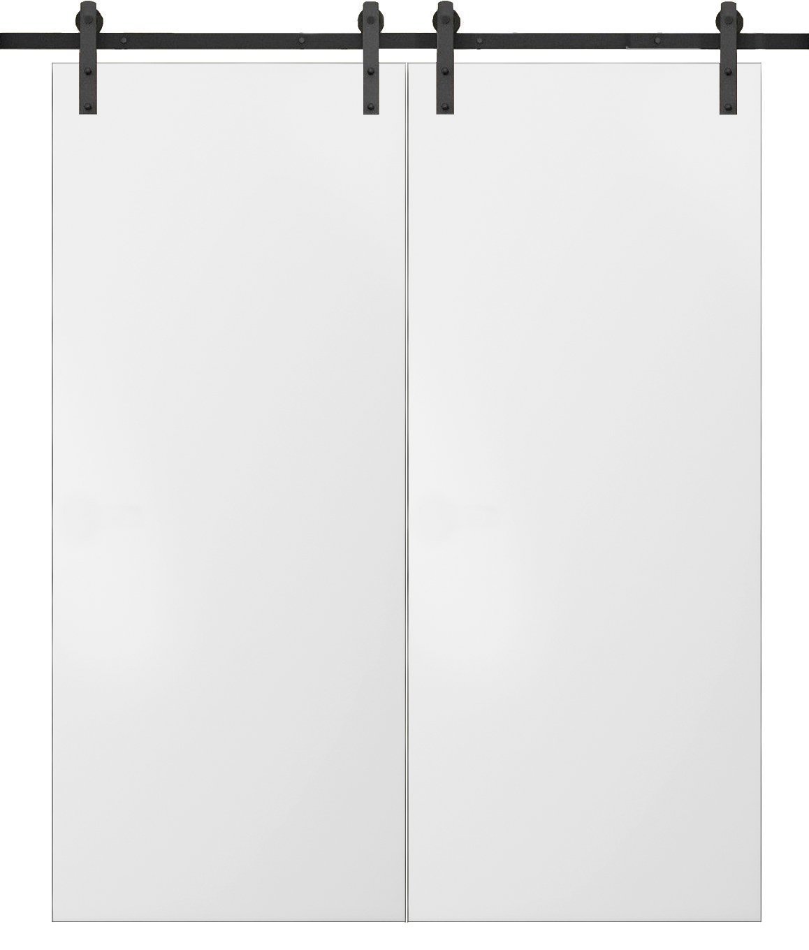 Sliding Double Barn Doors 56x80 Inches with 13FT Rails - Heavy Duty Solid Wood Closet Doors with Sturdy Track Hardware & Smooth Roller Wheels | Planum 0010 White Silk Finish | Perfect for Bedrooms, Walk-in Closets & Farmhouse Style Homes