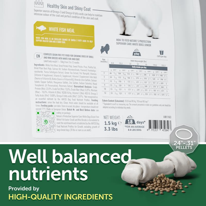 Premium Small Breed Puppy Food with White Fish - High Protein, Grain-Free Dry Dog Food for Toy & Mini Dogs - Perfect for Indoor & Outdoor Feeding