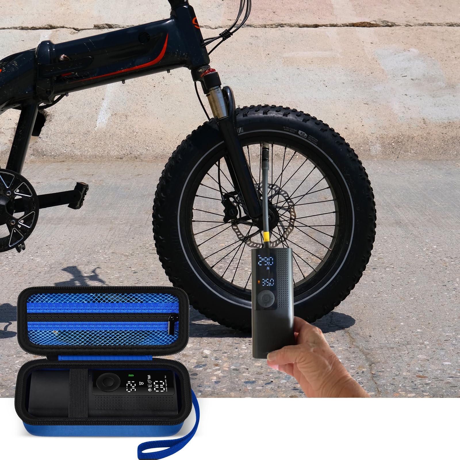Portable Air Pump Storage Case - Compatible with 120 PSI Air Compressor, Car Tire Inflator - Holds USB Cable, Air Hose, Connectors & Accessories (Blue Box) - Perfect for Road Trips, Camping & Emergency Car Maintenance