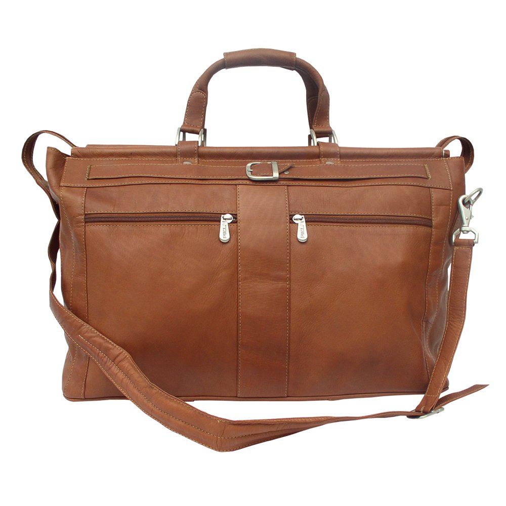 Premium Piel Leather Carpet Bag with Multiple Pockets - Classic Saddle Design - One Size Fits All - Perfect for Travel, Work & Everyday Use