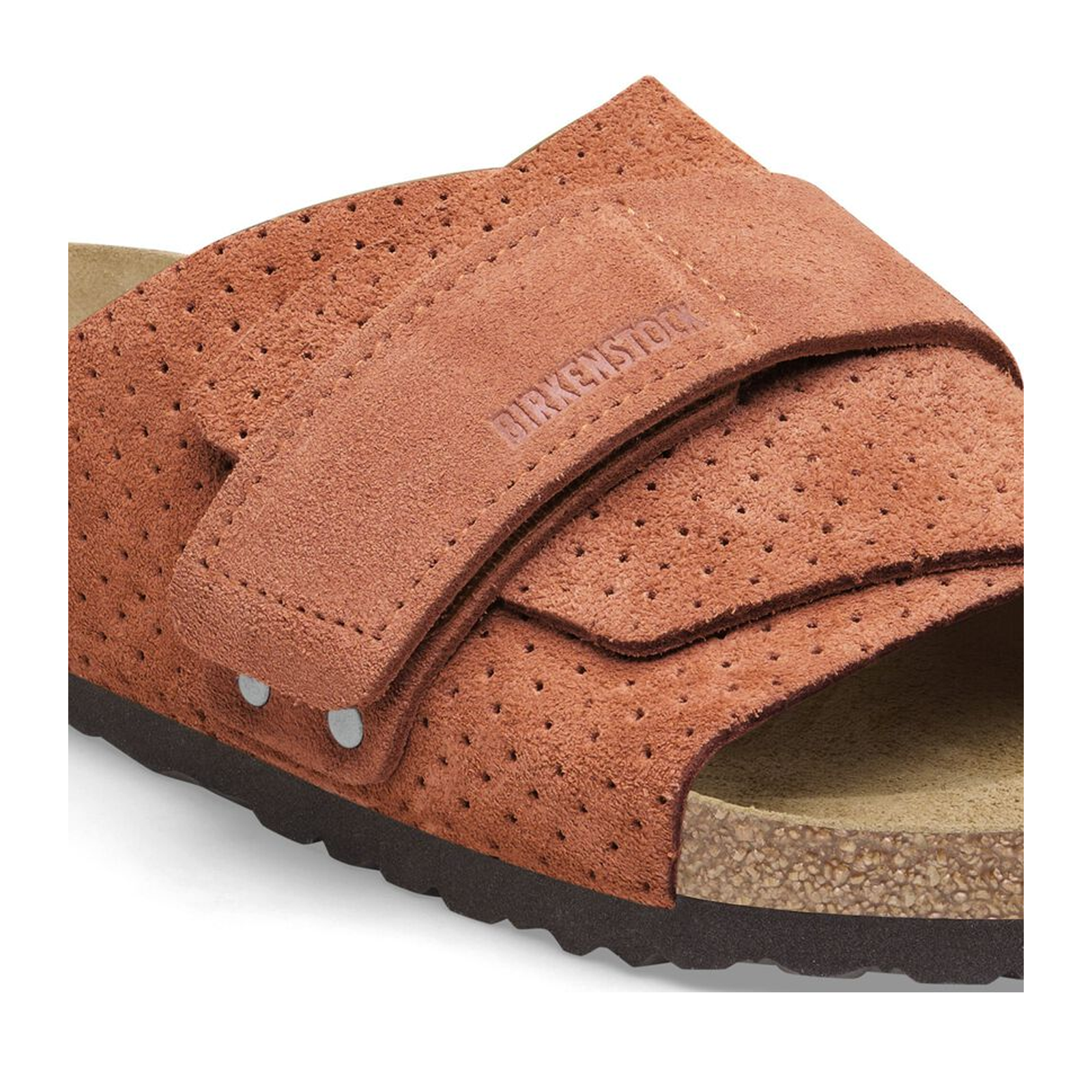 Birkenstock Kyoto Narrow Slide Sandals for Women - Dotted Burnt Orange Suede | Comfortable Summer Shoes for Beach, Pool & Casual Outings