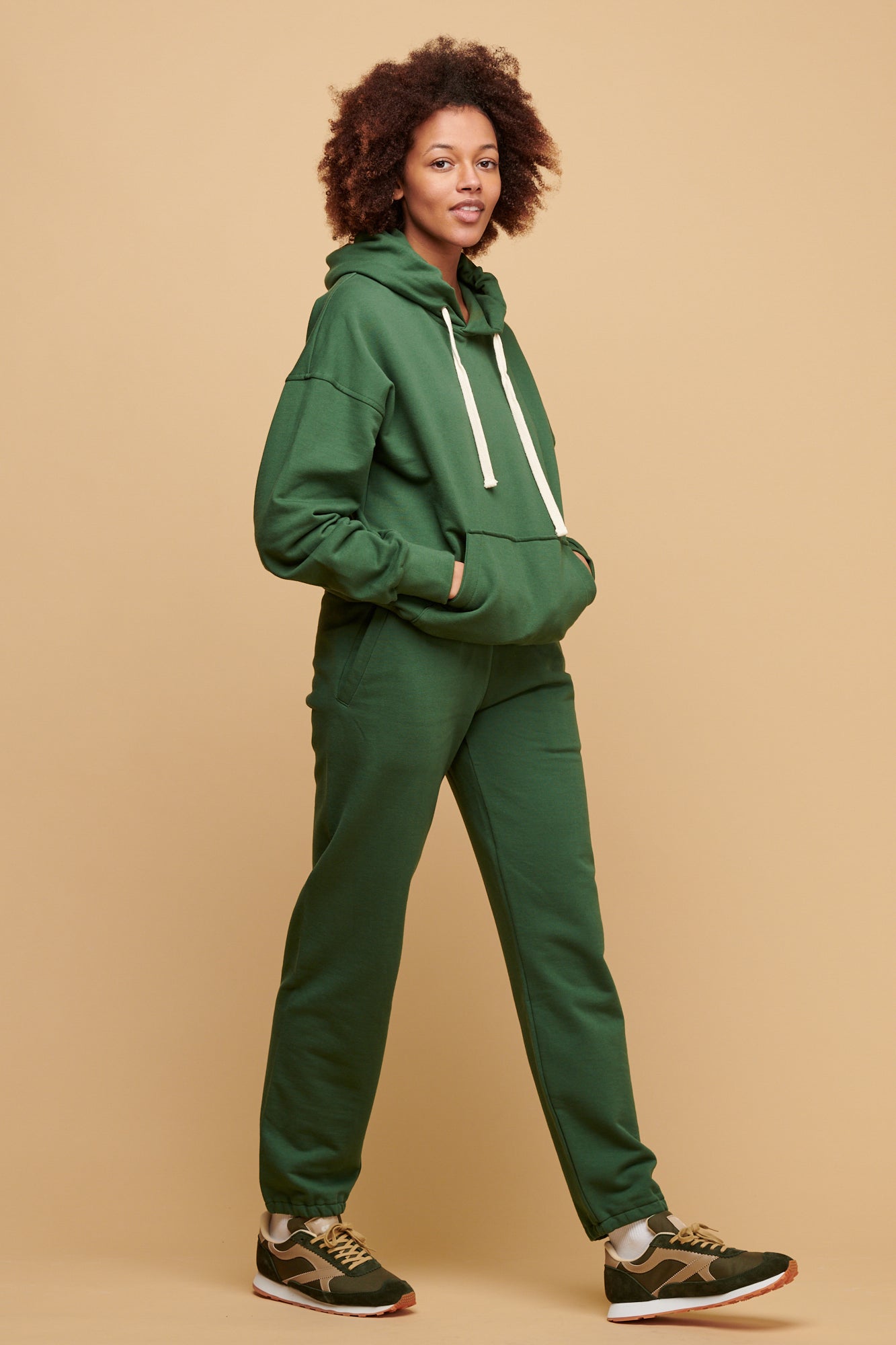 Women's High Waisted Fleece Sweatpants - Soft Joggers for Lounge & Workout - Bottle Green - Perfect for Yoga, Running & Casual Wear