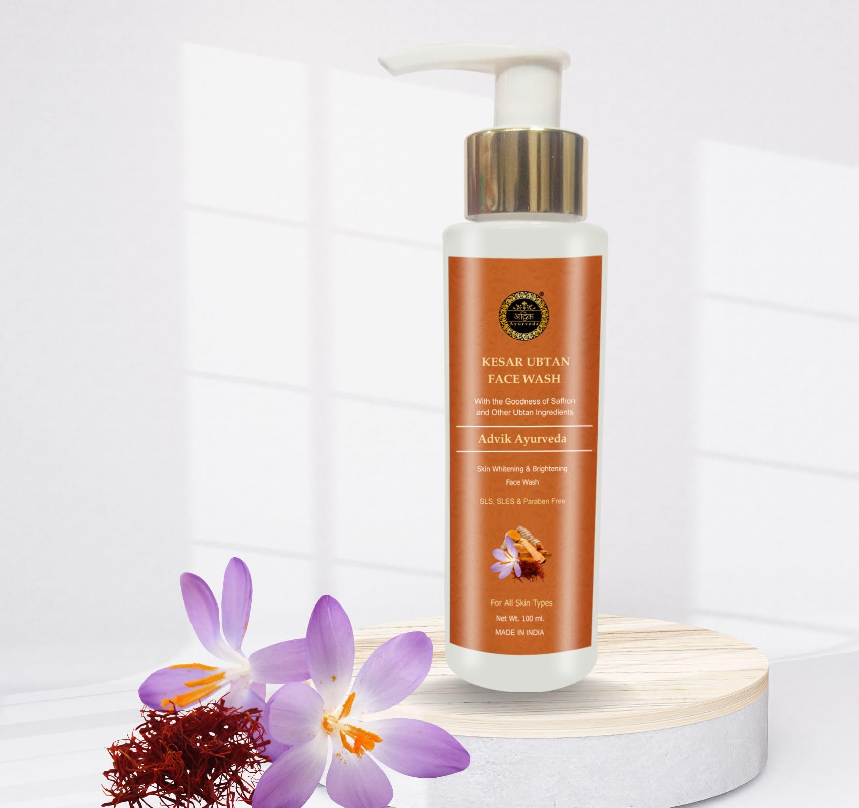 Advik Ayurveda Kesar Ubtan Face Wash - Skin Brightening, Tan Removal & Exfoliation for All Skin Types | 100ml | Perfect for Daily Glow Routine & Summer Skin Care