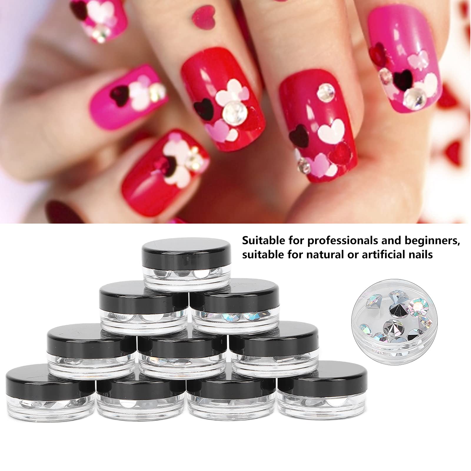 10 Boxes Nail Art Rhinestones Sequins for Manicure - DIY Nail Decorations for Salon & Home Use - Perfect for Nail Art, Wedding, Party & Special Occasions