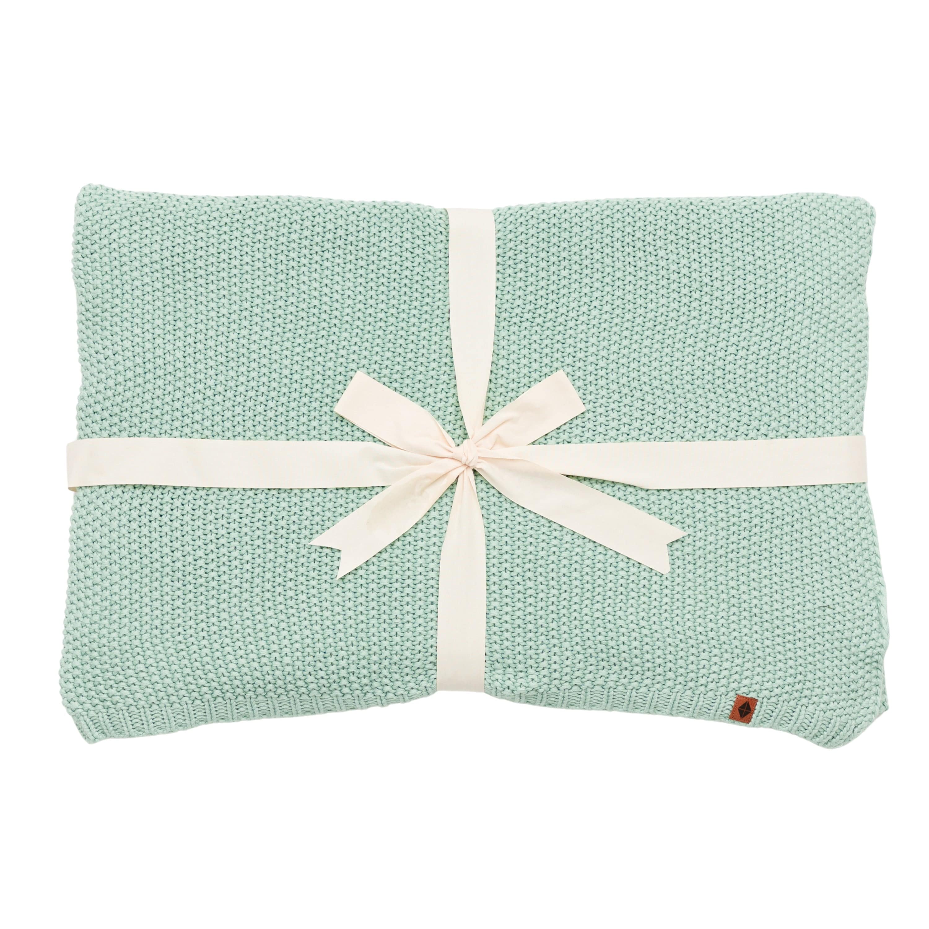 Chunky Knit Youth Blanket in Sage Green - Soft Cozy Throw for Kids' Bedroom, Nursery, or Winter Snuggling - Perfect Gift for Boys and Girls