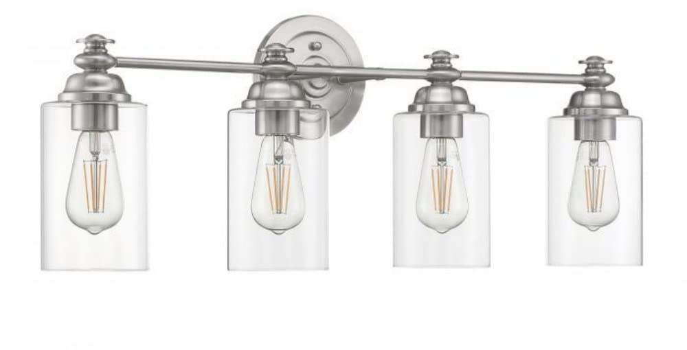 Craftmade 49804-FB-C Dardyn 4-Light Bathroom Vanity Light Fixture - Clear Glass Shades, 400W, 11