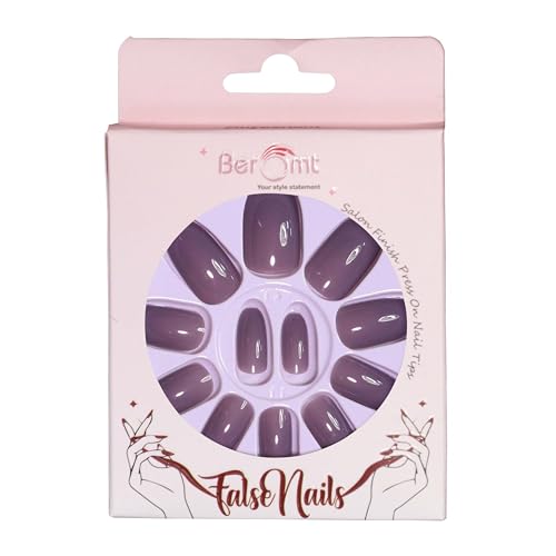 Beromt Premium Glossy Finish Full Cover 12-Piece Artificial False Nails Kit - Multicolor Fake Nails with Free Glue, Stickers, Nail Filer - Perfect for Parties, Weddings, and Special Occasions - BFN454PSN