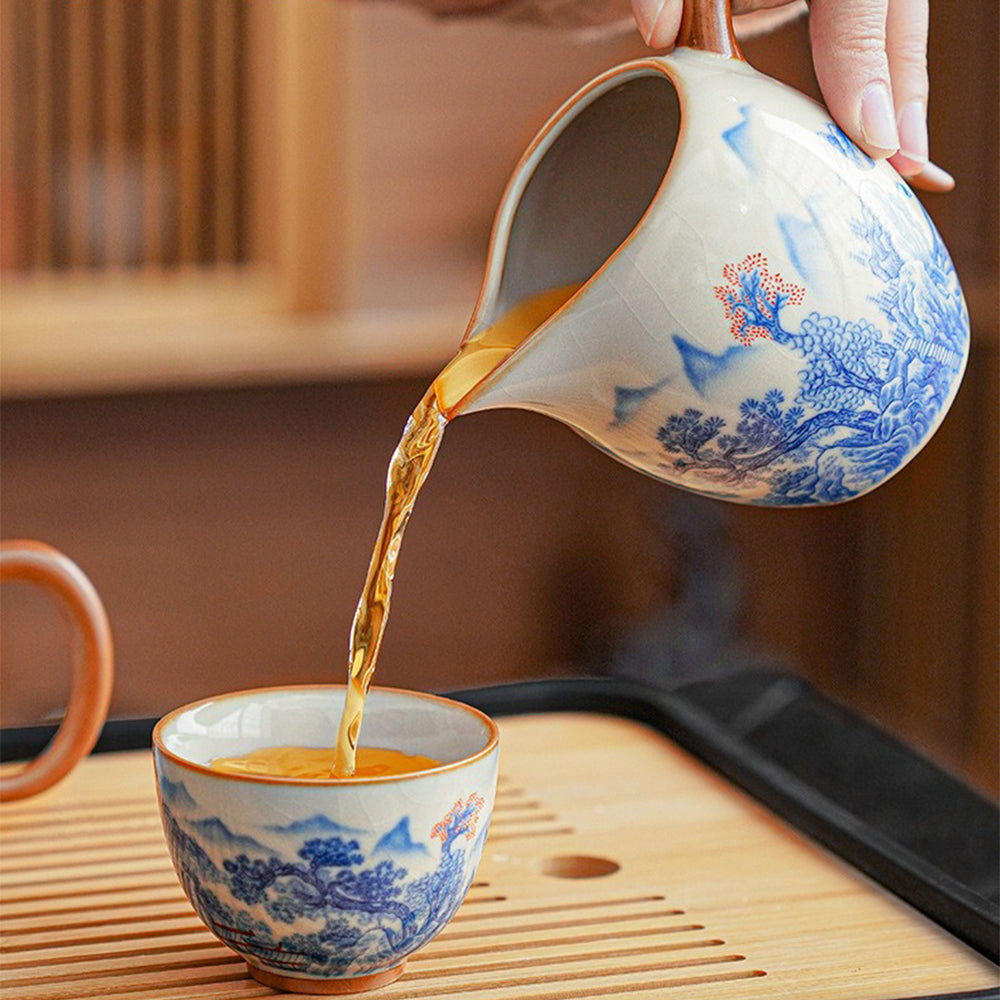 Exquisite Chinese Ruyao Fairyland Porcelain Tea Set - Handcrafted Ceramic Teapot & Cups - Perfect for Home, Office, and Gift Giving
