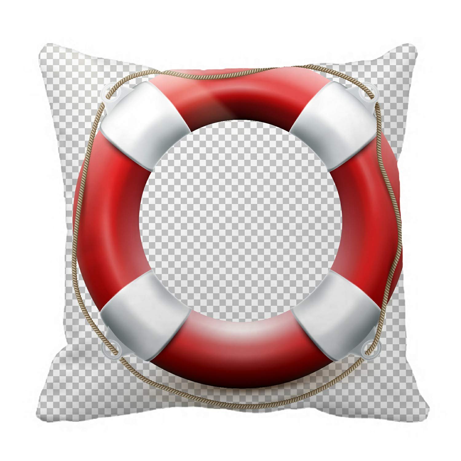 ECZJNT Life Buoy Pillow Case - 16x16 Inch Decorative Throw Pillow Cover for Sofa, Bed, Boat - Water Safety Themed Home Decor