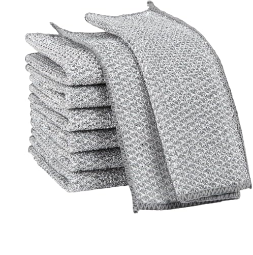 Makbrite Multipurpose Stainless Steel Scrubber Pads - Non-Scratch Dishwashing Rags for Wet & Dry Cleaning - Pack of 6 | Perfect for Washing Dishes, Sinks, Countertops & Kitchen Cleaning | Easy Rinse & Machine Washable