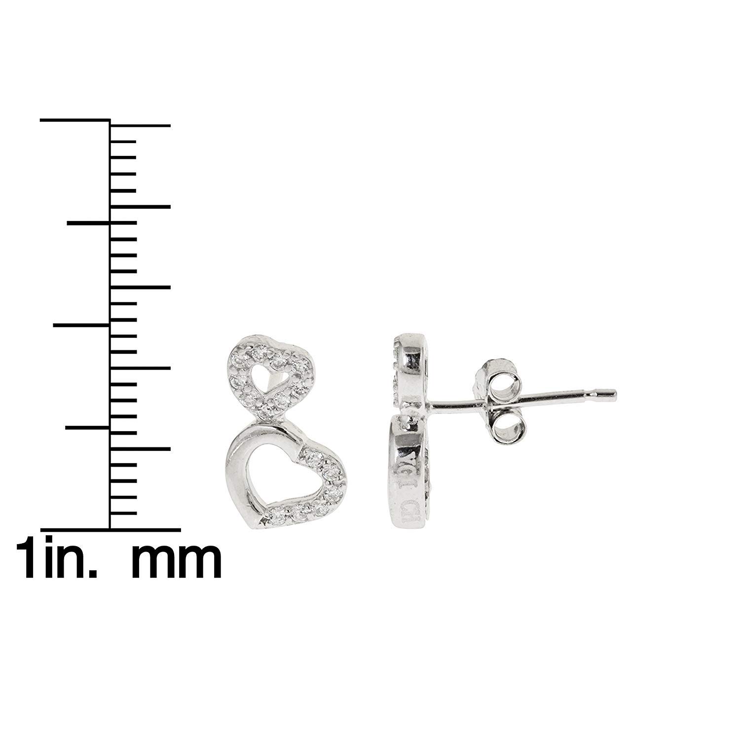 925 Sterling Silver Double Heart Dangle Stud Earrings for Women - Romantic Gift for Valentine's Day, Anniversary & Date Night Jewelry