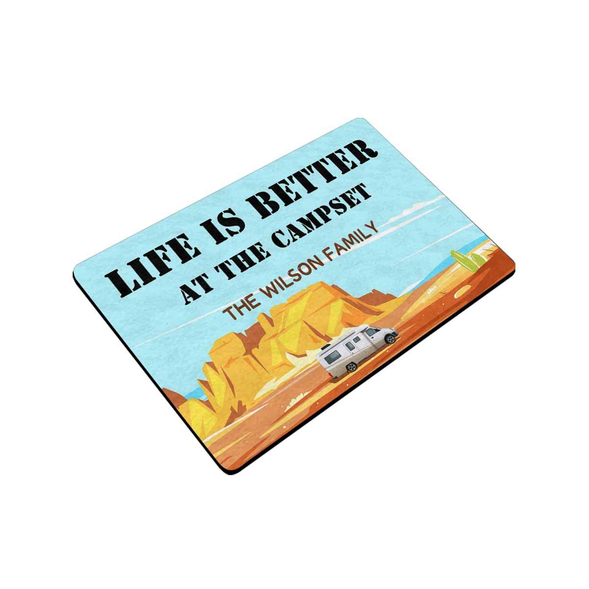 Custom Camper Door Mat - Personalized 'Life is Better at The Campsite' Welcome Doormat 24x16 Inch - Perfect for RV, Trailer & Cabin Entryway Decor