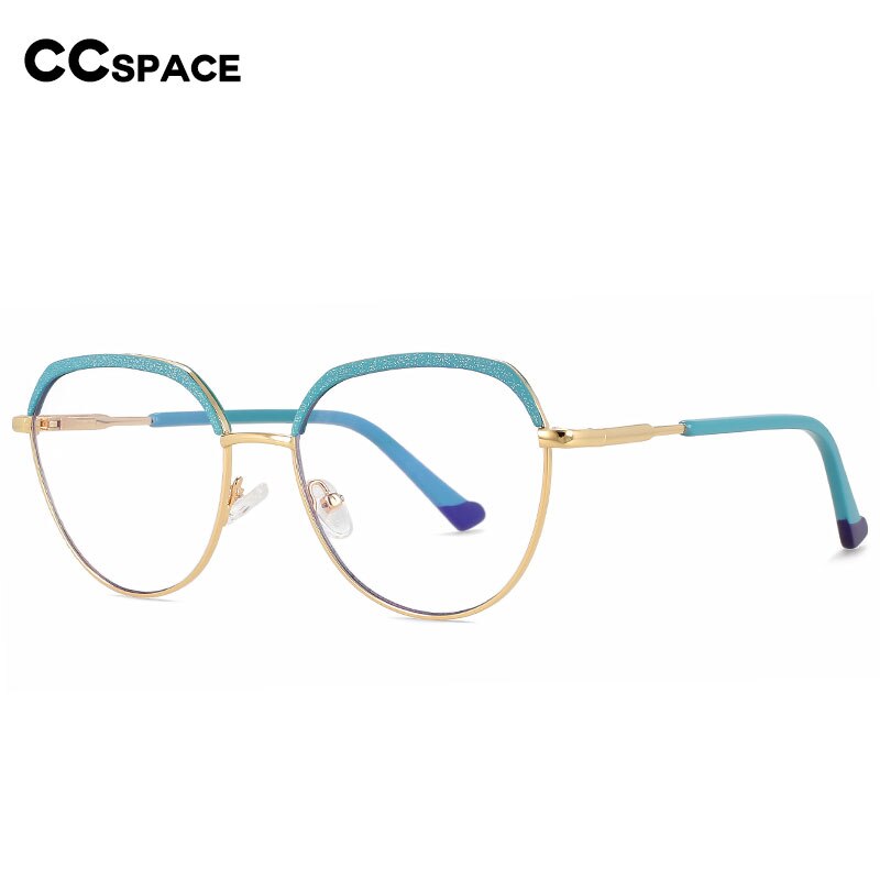 CCspace Women's Full Rim Round Eyeglasses - Lightweight Alloy Frame with Browline Design (Model 56485) | Perfect for Office, Reading & Everyday Fashion Accessory