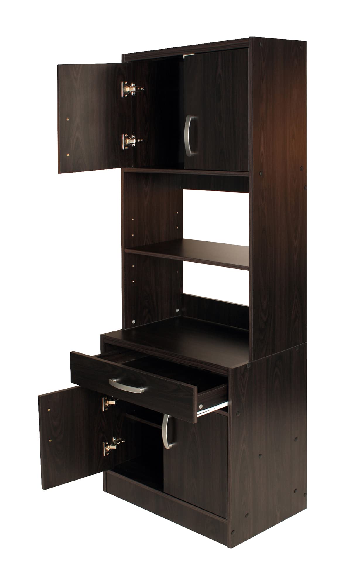 Modern Tall Wooden Kitchen Pantry Cabinet - Tobacco Finish Storage Organizer for Spices, Dishes & Dry Food | Perfect for Small Kitchens & Dining Areas