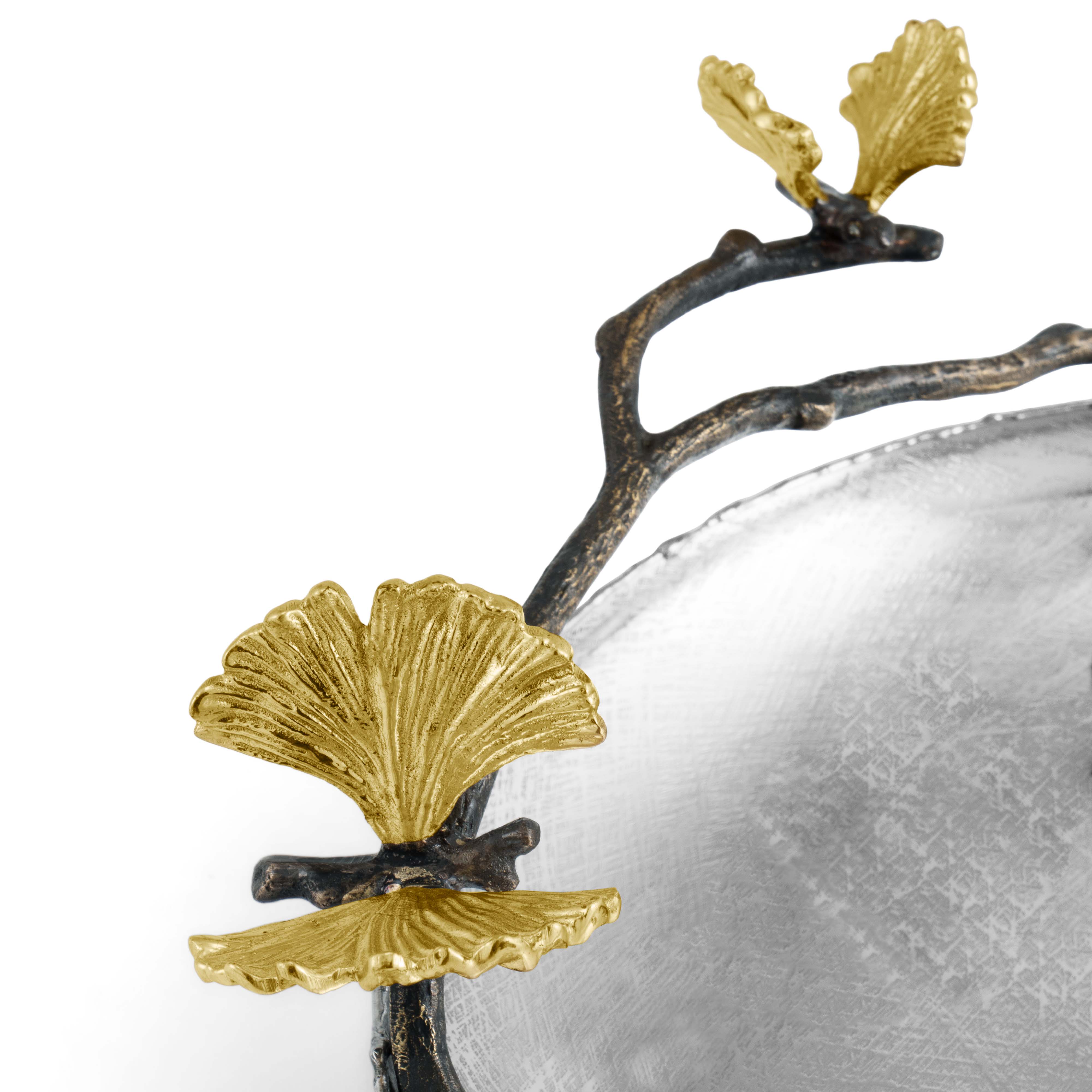 Butterfly Ginkgo Round Platter - Elegant Decorative Serving Tray for Dinner Parties, Tea Time & Home Decor | Handmade Ceramic Dish for Appetizers, Desserts & Display
