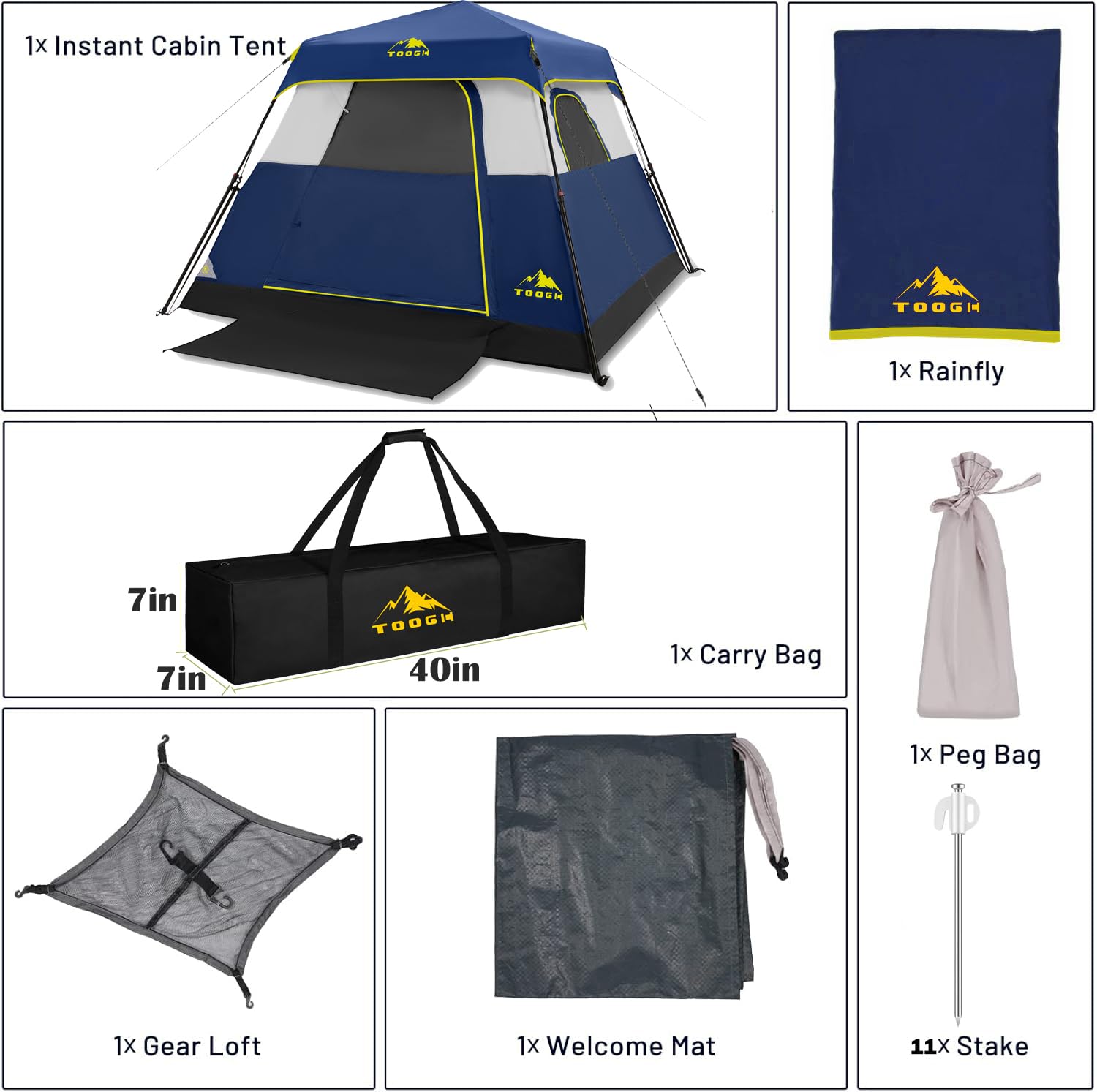 3/4/6 Person Instant Setup Camping Tent - Waterproof & Weatherproof Family Cabin Tent with Rainfly, Quick Pop Up in 60 Seconds & Upgraded Ventilation - Perfect for Backpacking, Hiking, and Outdoor Adventures