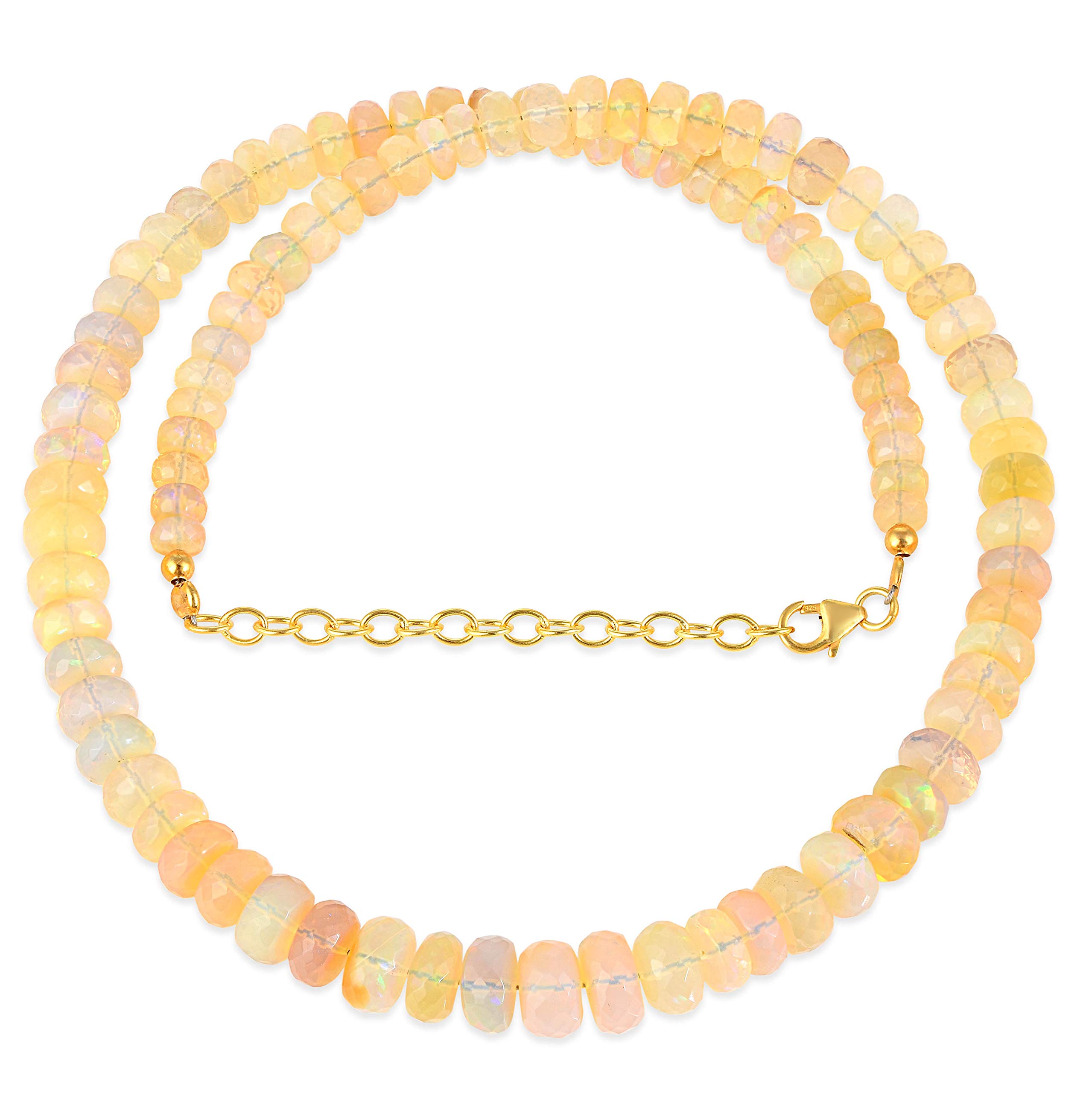 Vatslacreations Ethiopian Opal Necklace - 1 Strand Multi-Colored Beaded Opal Jewelry, 45CM Multifire Opal Pendant for Women | Perfect for Weddings, Parties & Special Occasions
