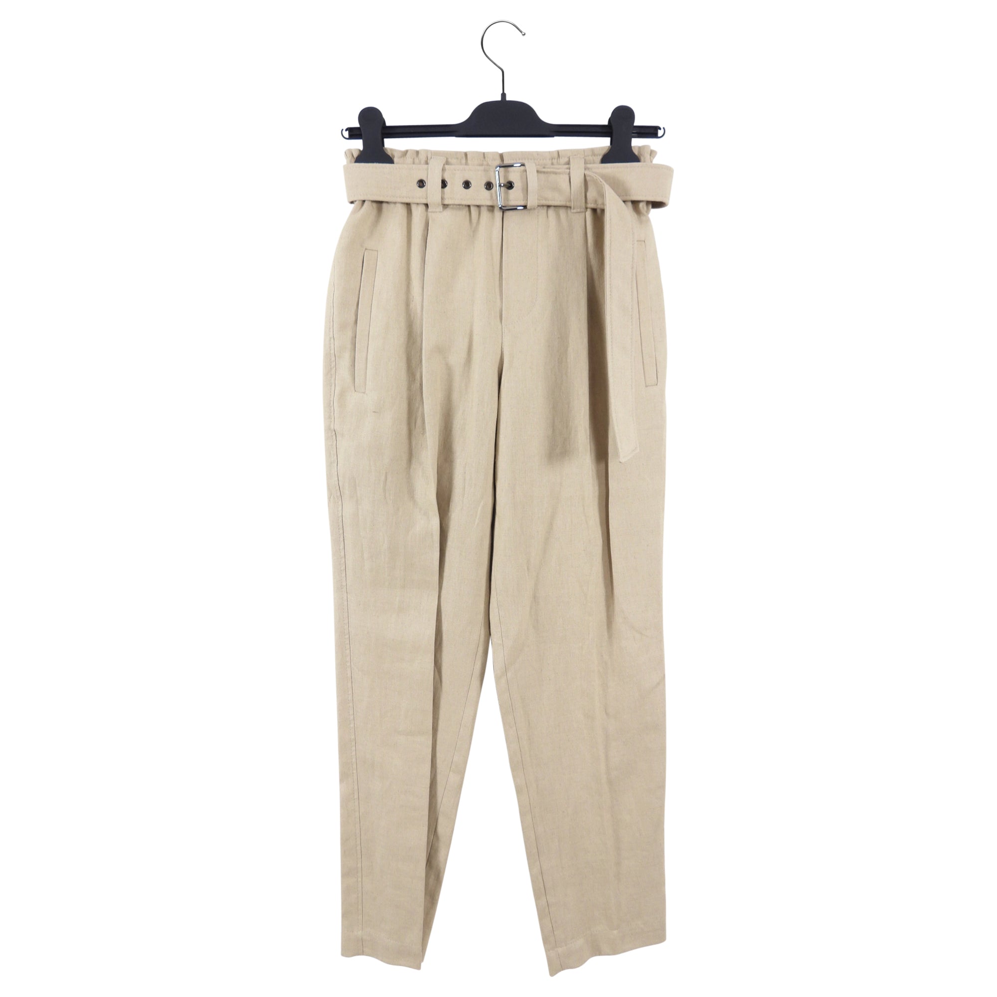 Brunello Cucinelli Natural Beige Linen Pants Suit for Women - XS Size | Lightweight Summer Business Casual Outfit for Office & Travel