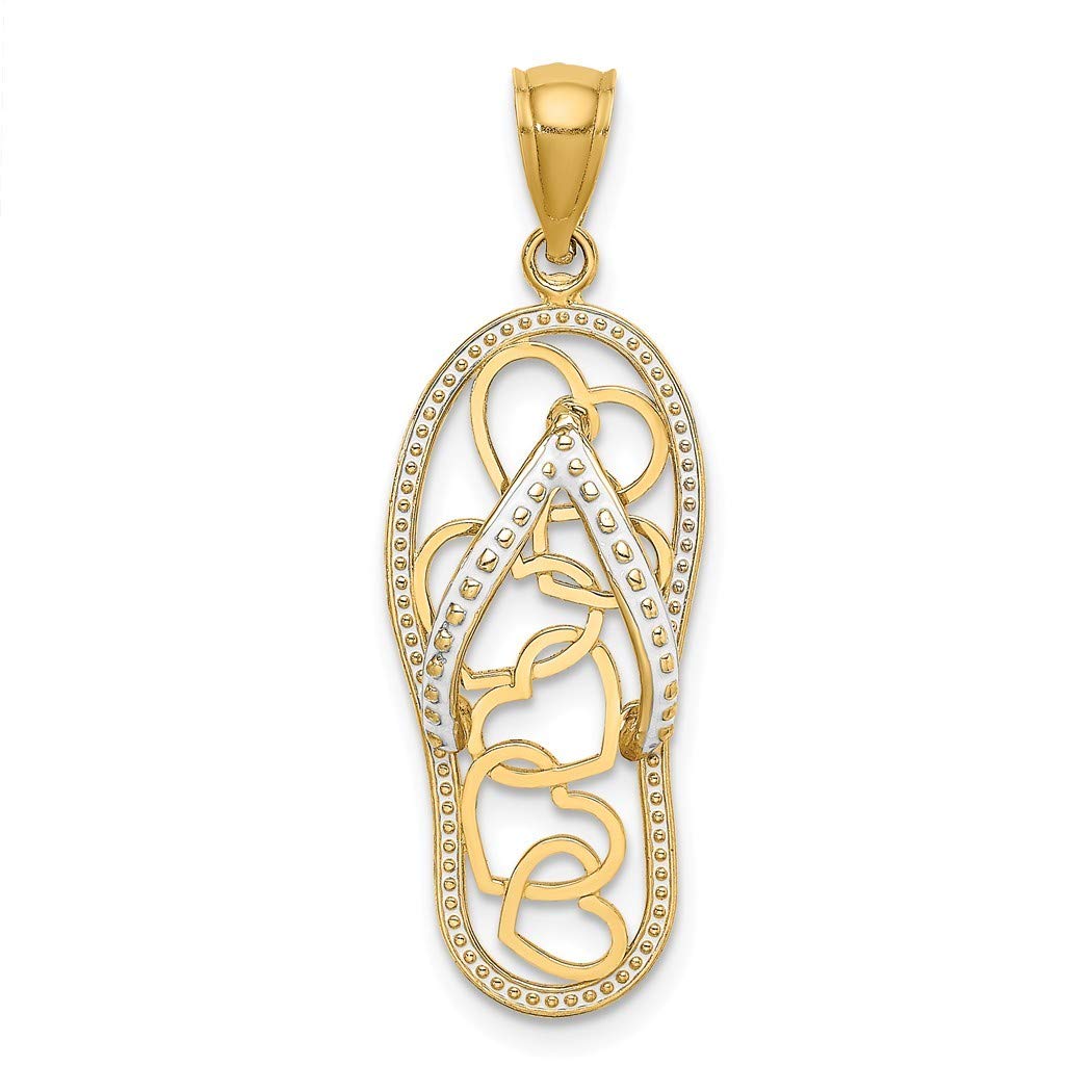 14K Gold Multi Love Heart Pendant Necklace with White Enamel - Elegant Flip Flop Jewelry for Women | Perfect Gift for Anniversary, Valentine's Day & Everyday Wear