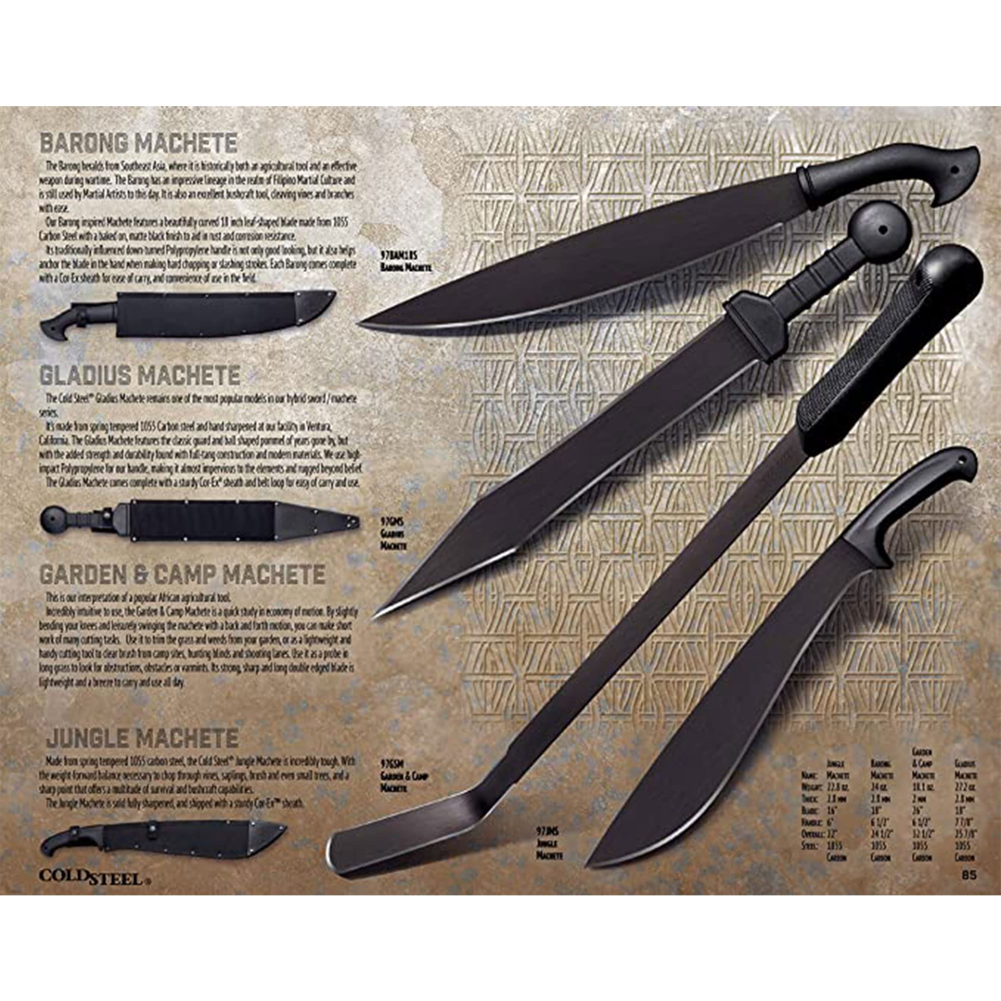 Cold Steel All Purpose Tactical Gladius Machete with Sheath - 2 Pack | Heavy Duty Brush Clearing Tool for Survival, Camping, Hiking & Outdoor Adventures | Perfect for Wilderness Exploration, Yard Work & Emergency Preparedness