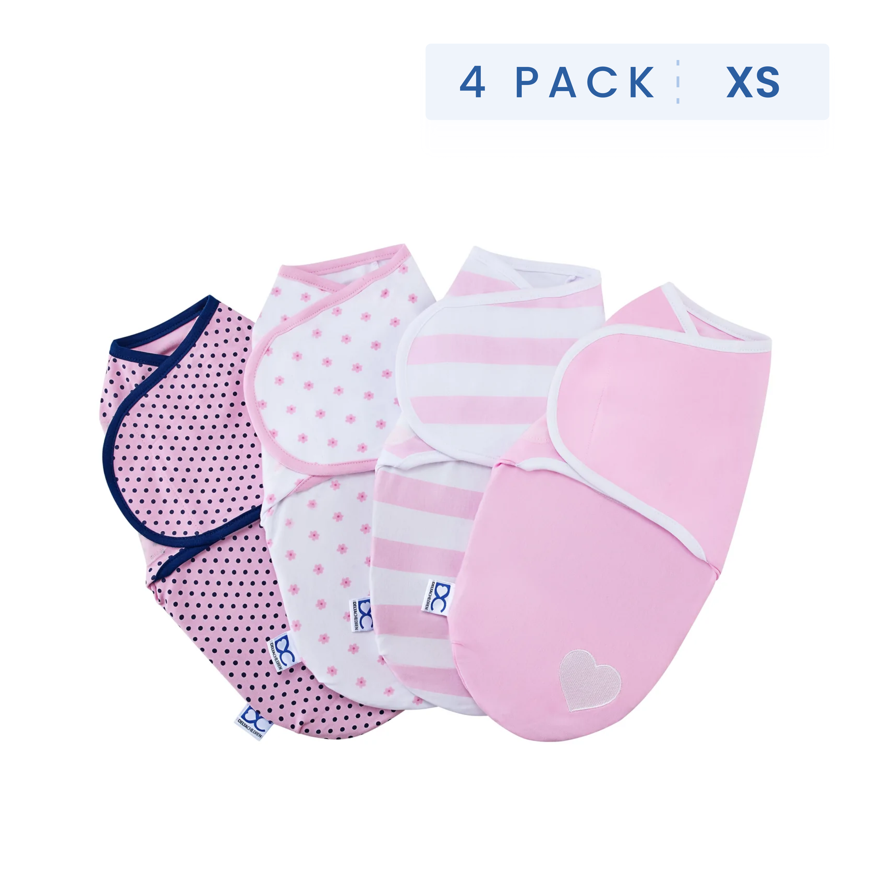 Little Lambs Adjustable Swaddle Wrap - Extra Small (0-3 Months/4-7 lbs) - 4 Pack - Soft Baby Swaddle Blankets for Newborns - Perfect for Sleeping, Swaddling & Comforting Infants