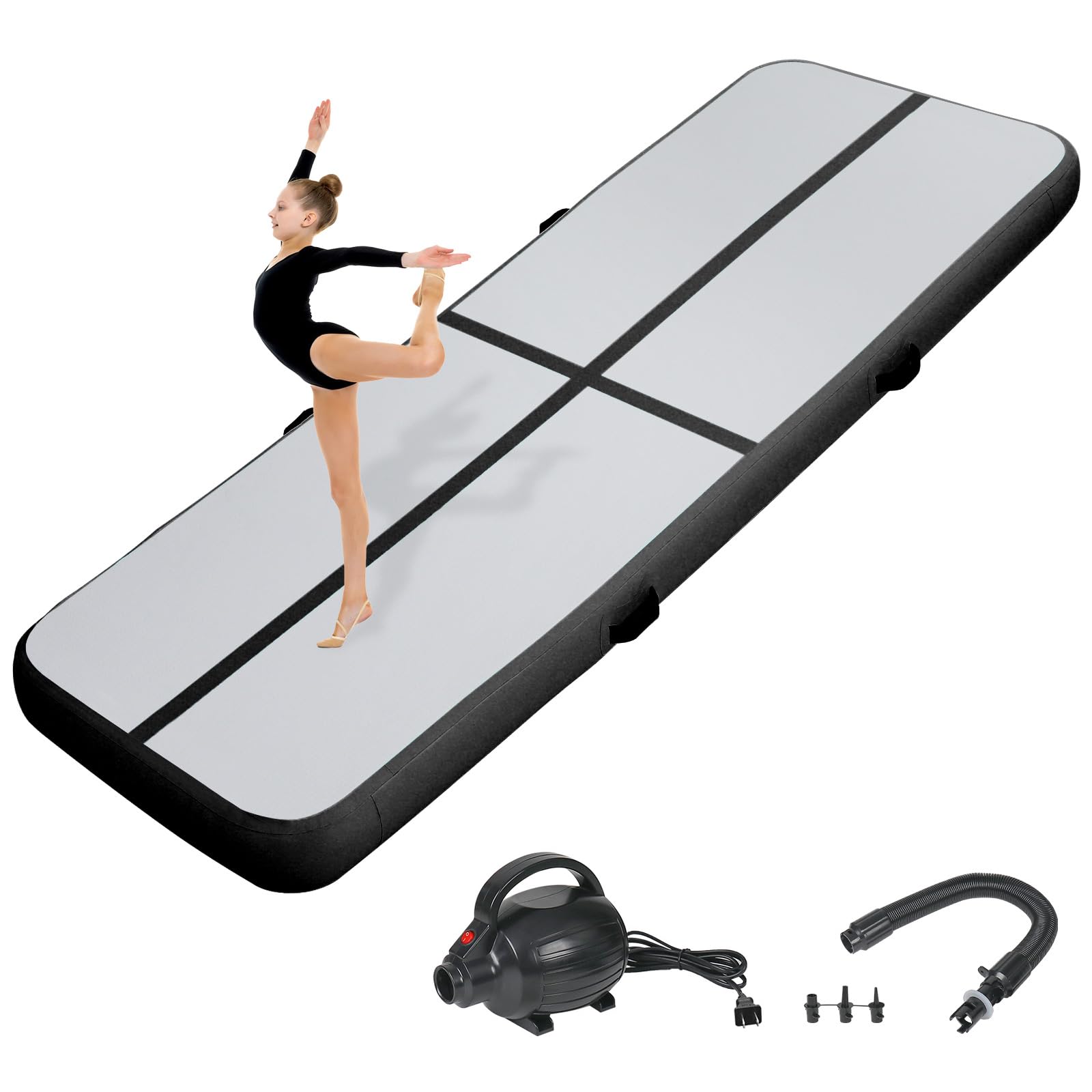 Inflatable Gymnastics Air Tumbling Track Mat - 6ft/10ft/13ft/16ft/20ft Sizes - Portable Training Mat with Electric Pump for Kids & Adults - Perfect for Home Gym, Outdoor Practice, Cheerleading, Yoga & Water Park Activities