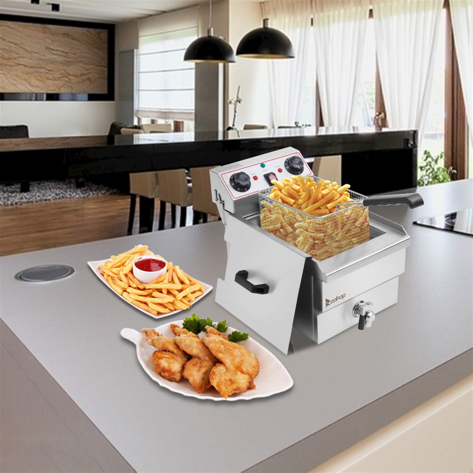 Commercial Stainless Steel Deep Fryer with Basket - 1700W 12.5QT Single Tank Electric Fryer, Removable Oil Tank & Temperature Control - Perfect for Restaurants, Home Kitchens, Bars, Parties & Outdoor Events