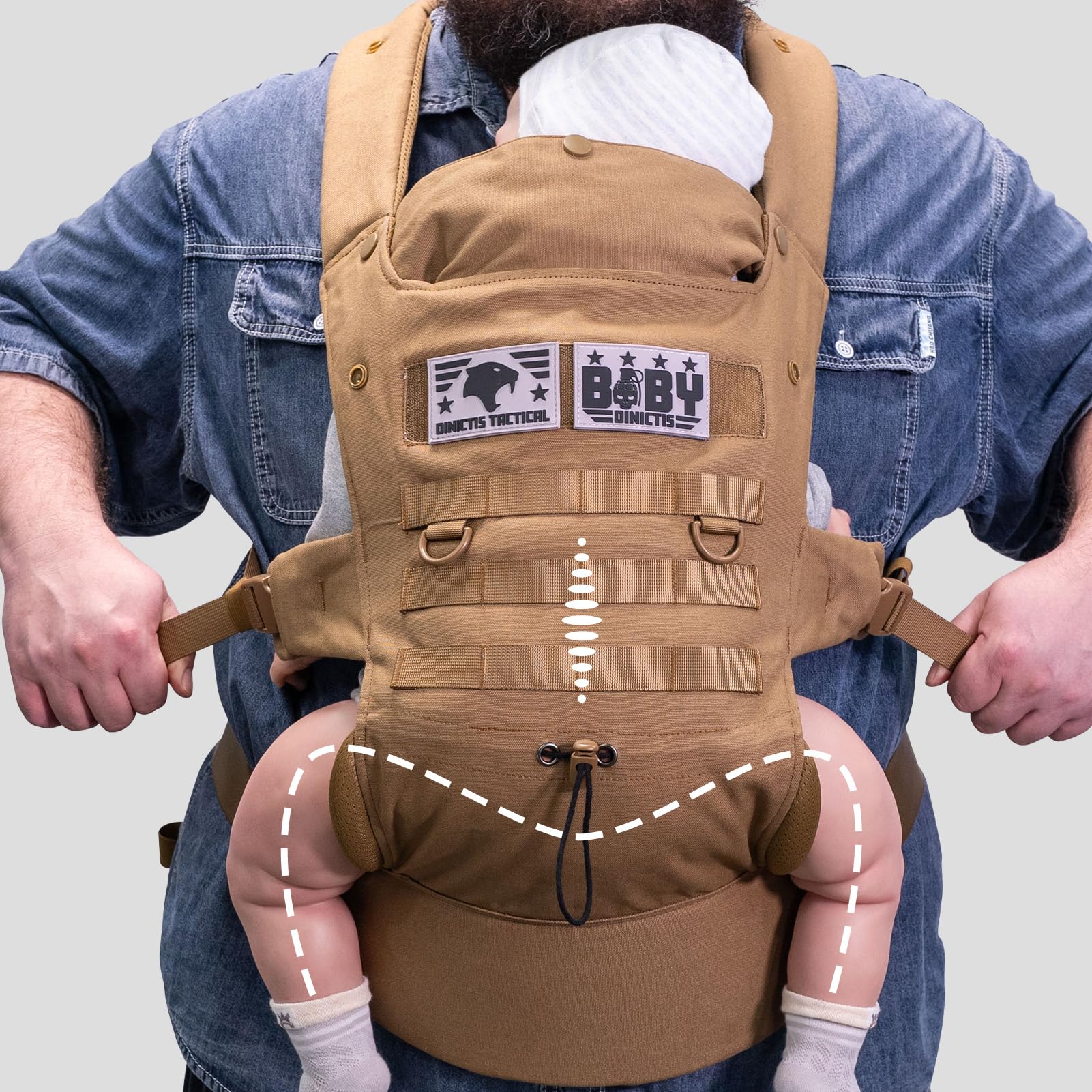 Ergonomic Baby Carrier for Infants to Toddlers (8-33 lbs) - Lightweight Military-Grade Design with Lumbar Support for Parents - Coyote Brown - Perfect for Hiking, Travel and Everyday Parenting