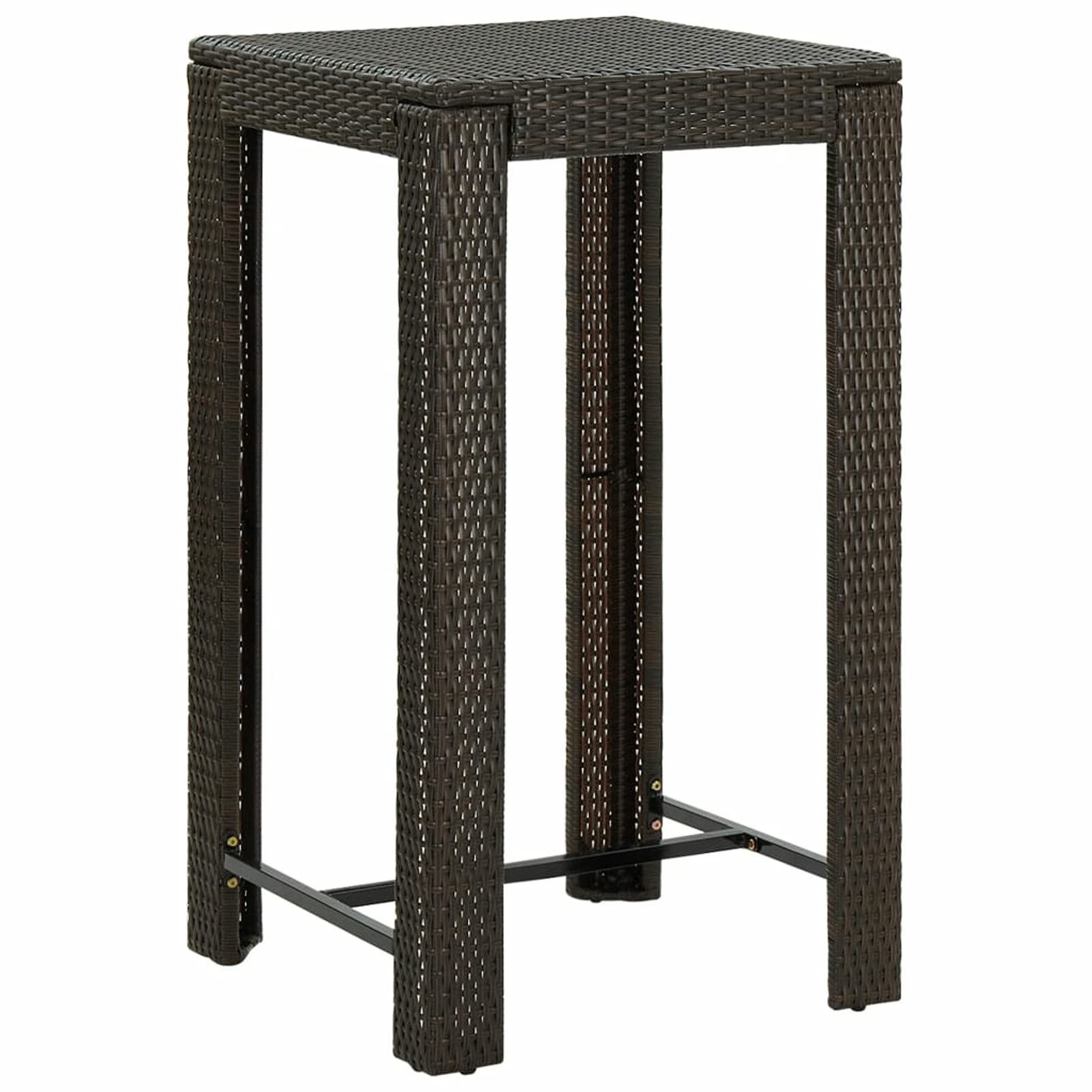 Brown Square Bistro Table - 24x24x44 Inch Counter Height Pub Table with Steel Frame & Poly Rattan Top - Perfect for Kitchen, Dining Room, Cafe, Patio or Outdoor Entertaining - Durable Home Furniture for Indoor/Outdoor Use