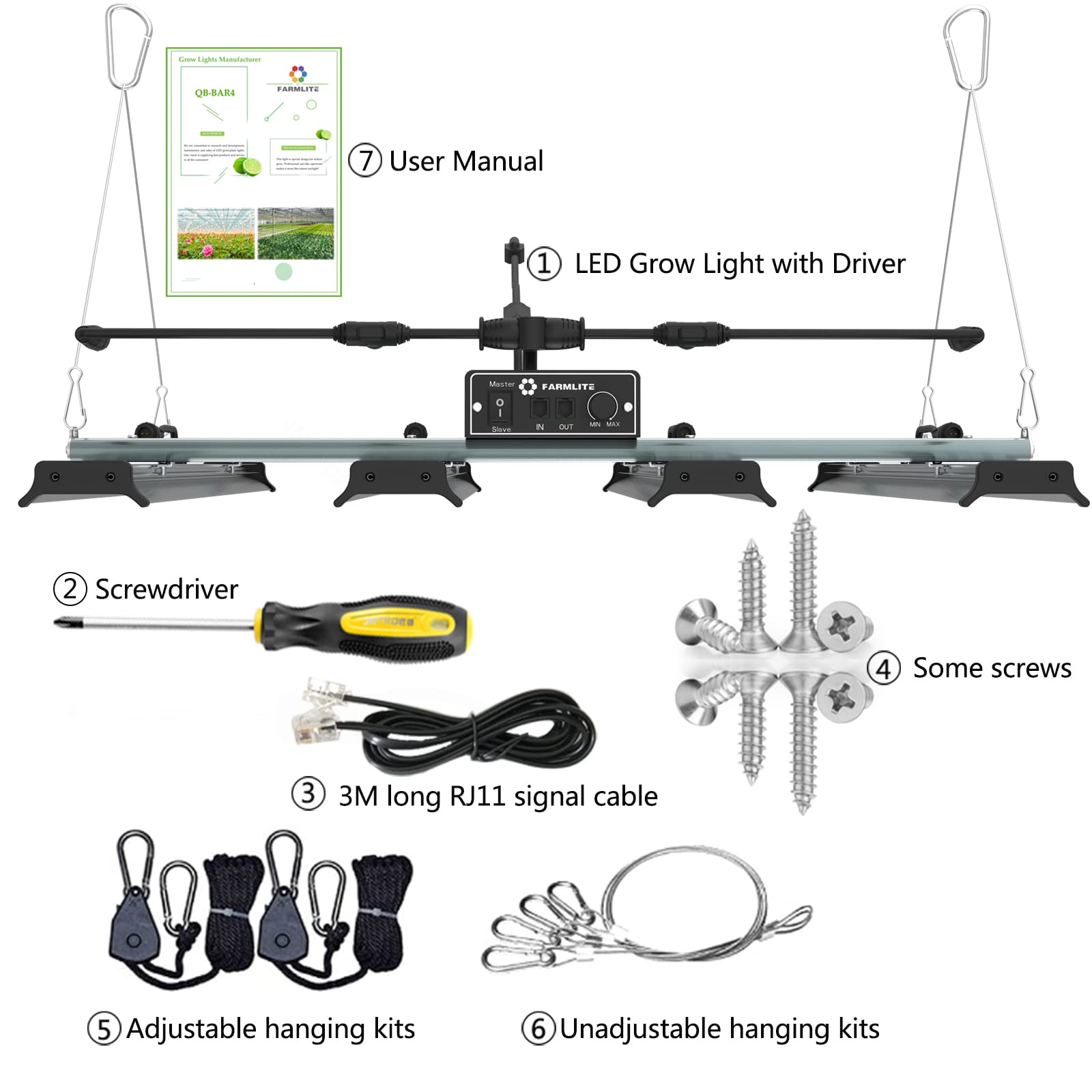 Best LED Grow Lights for Indoor Plants - Full Spectrum Plant Growing Lamp with Dimmable 240W Hanging Light, Daisy Chain & 4x4ft Coverage - Ideal for Seedlings, Hydroponics & Home Gardening