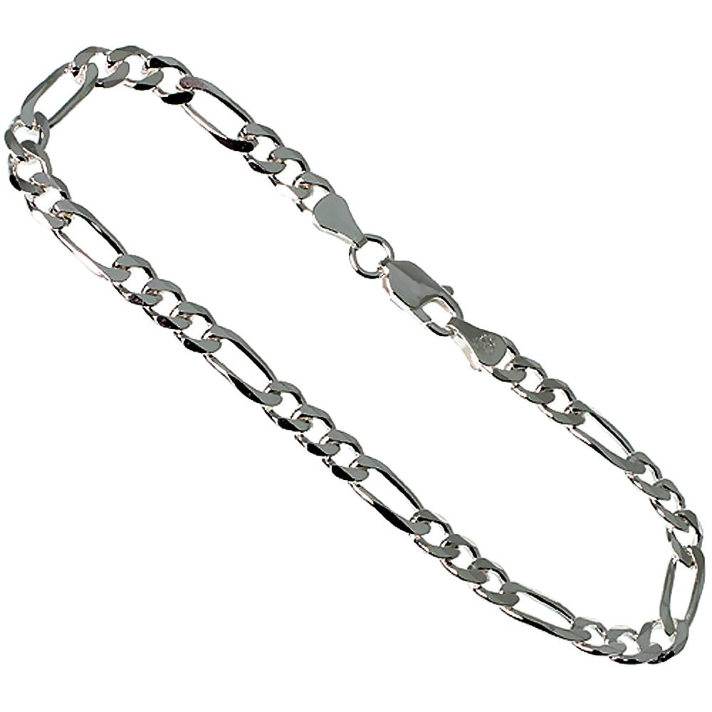 Sterling Silver 5.5mm Figaro Link Chain Necklace & Bracelet Set for Men and Women - Nickel Free Italian Crafted, 7-30 Inch Adjustable - Perfect for Gifts, Weddings, and Everyday Elegance