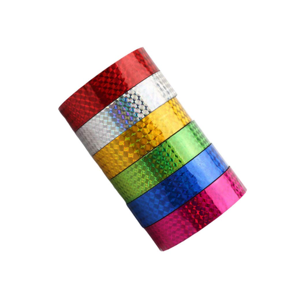6 Rolls Holographic Wrapping Tape - DIY Photo Album Decorative Tape for Scrapbooking, Gift Wrapping & Craft Projects - Self-Adhesive & Easy to Use