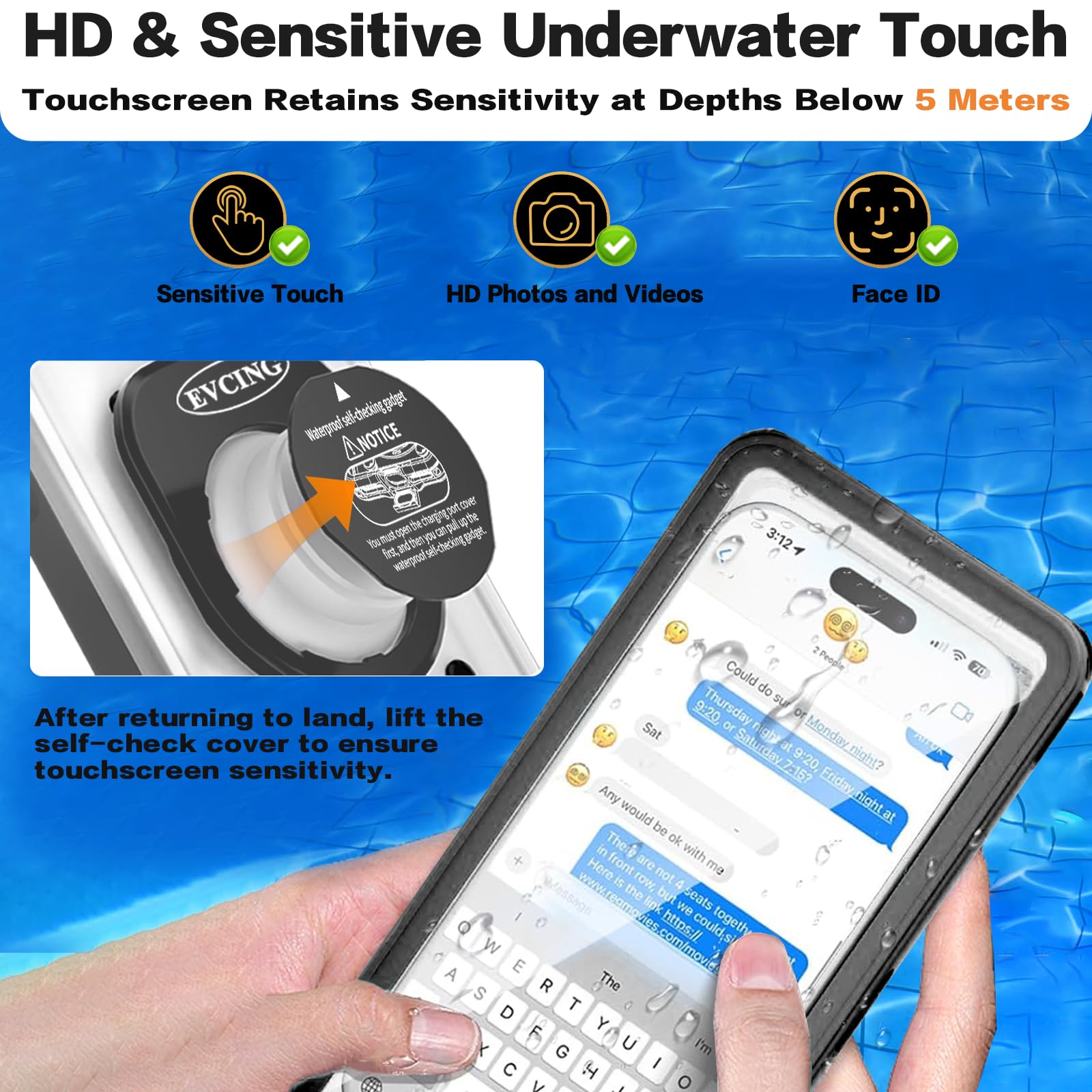 **Waterproof Phone Case for iPhone 16 Pro Max/15/14 & Galaxy S24 – IPX8 Underwater Protection, 360° Full-Body Shockproof Cover for Snorkeling, Diving, Beach & Cruise (Up to 6.9