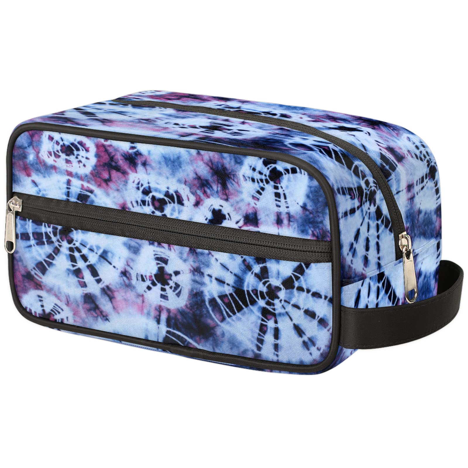 India Tie Dye Abstract Swirl Travel Toiletry Bag for Women & Men - Waterproof Cosmetic Makeup Organizer, Large Capacity Dopp Kit for Shaving Accessories & Toiletries - Perfect for Travel, Gym, Camping & Daily Use