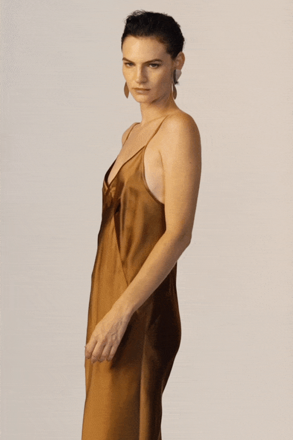 BM 7/8 Triangle Slip Dress in Walnut - Elegant Women's Summer Midi Dress for Beach, Party & Casual Wear