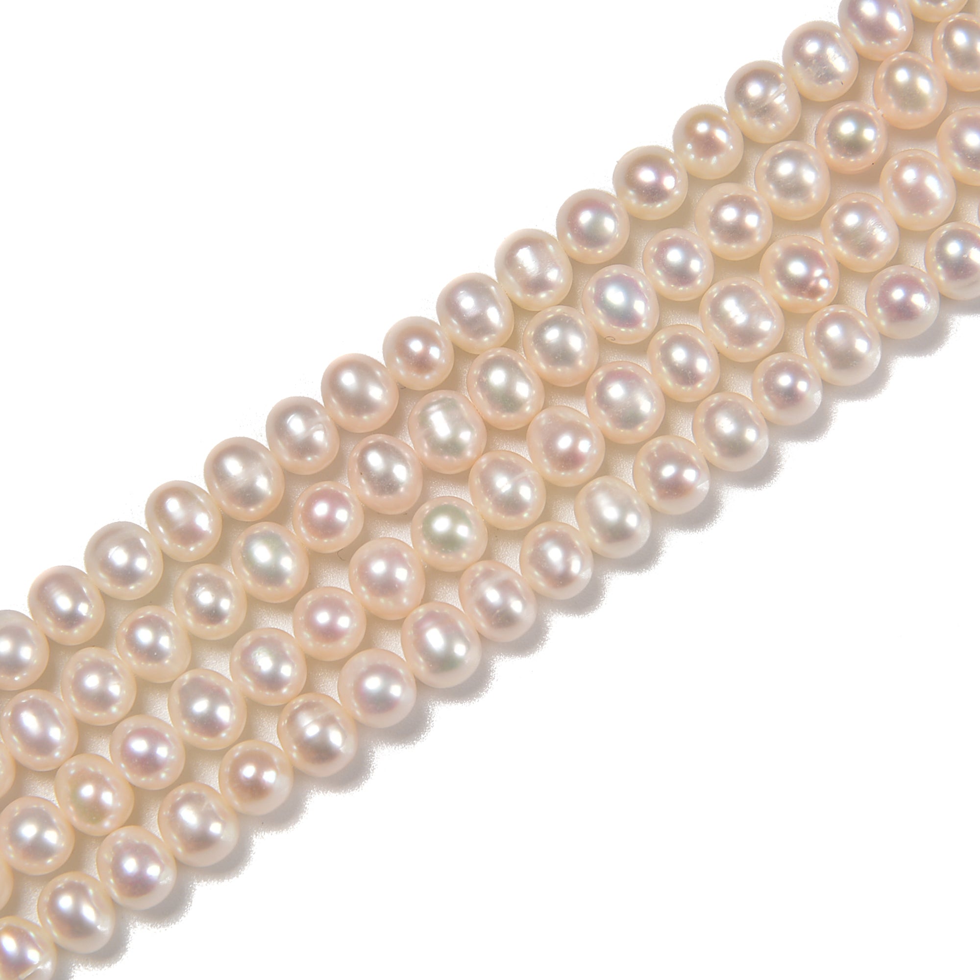 Freshwater Pearl White Round Potato Beads 5mm-15mm 15.5'' Strand - Perfect for Jewelry Making, DIY Crafts & Necklace Design