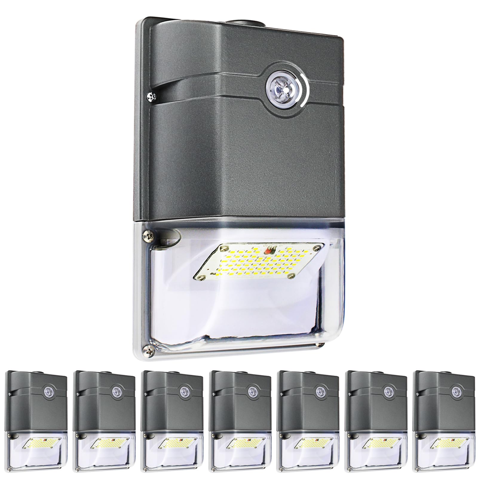 35W Dusk to Dawn Outdoor LED Wall Pack Lights with Photocell Sensor - 4750LM 5000K Bright White Flood Lights for House, Garage, Warehouse - ETL Certified (8 Pack) - Perfect for Security Lighting and Energy-Efficient Illumination