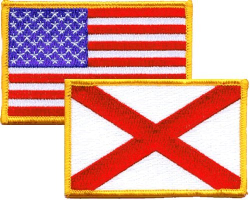 USA & Alabama Flag Iron-On Embroidered Patches Combo Pack - Perfect for Hats, Jackets, Backpacks & DIY Crafts