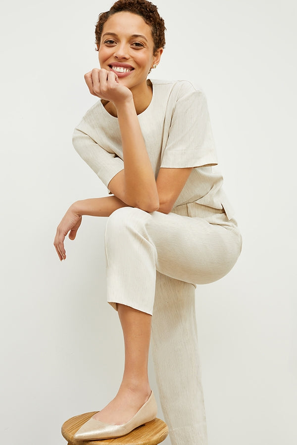 Chester Pant - Slubbed Stretch Linen Pants for Women | Natural Color | Comfortable Casual Wear for Office & Weekend Outings